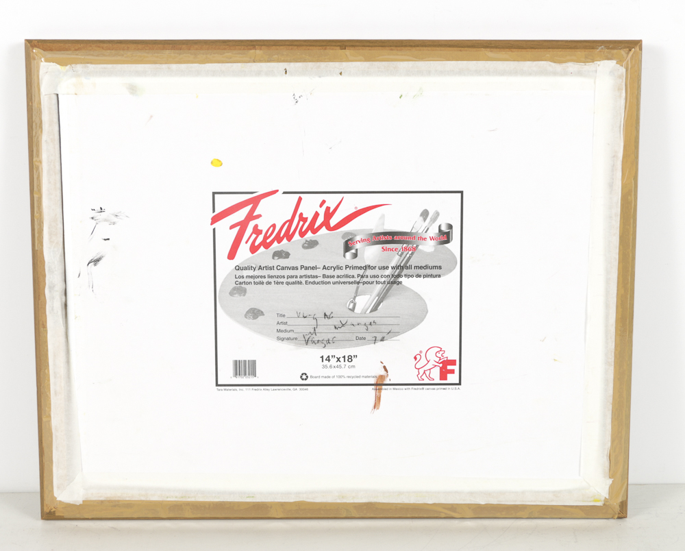 Vargas Oil Painting on Canvas Panel of Woodland Landscape