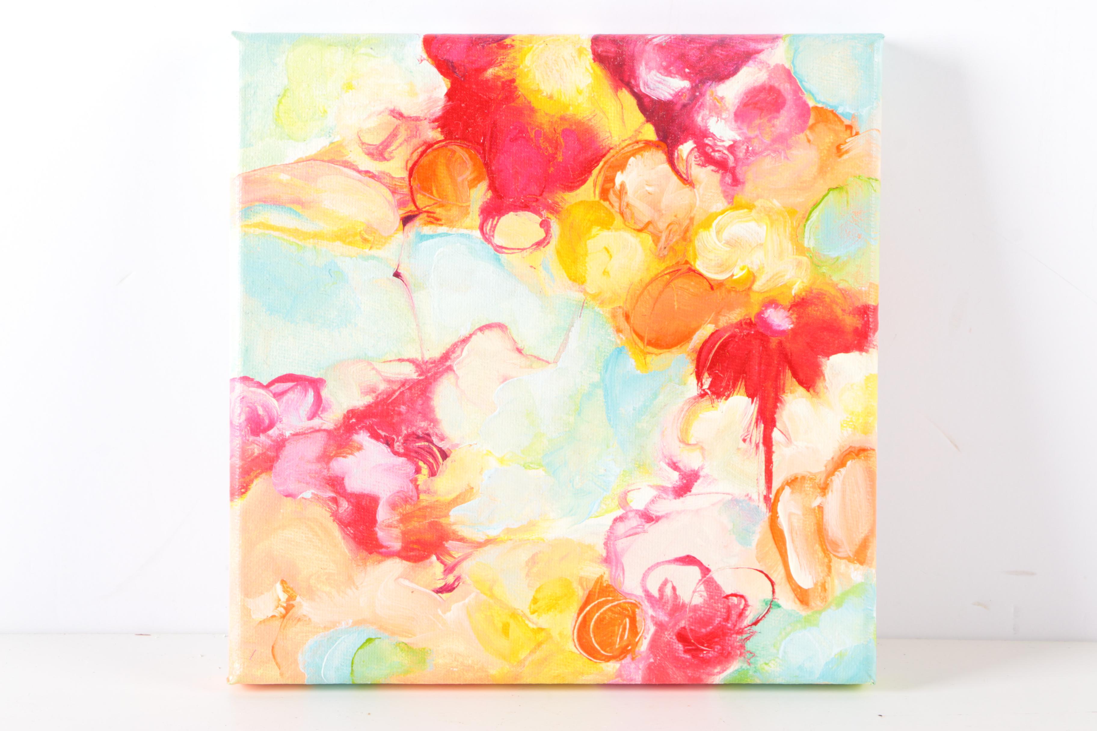 Elis Cooke Acrylic Paintings on Canvas "Blossoming 117" and "Bloom 114"