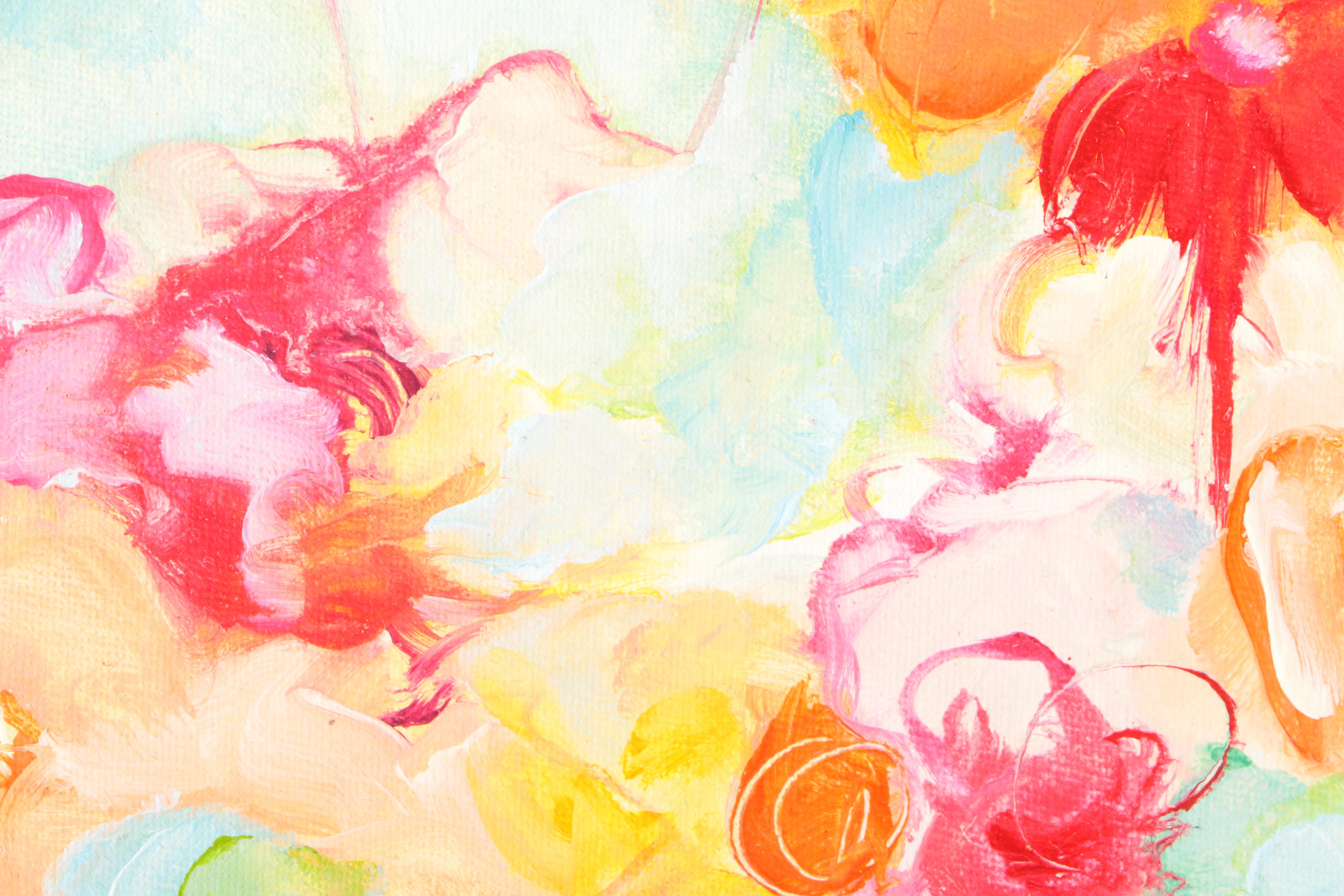 Elis Cooke Acrylic Paintings on Canvas "Blossoming 117" and "Bloom 114"