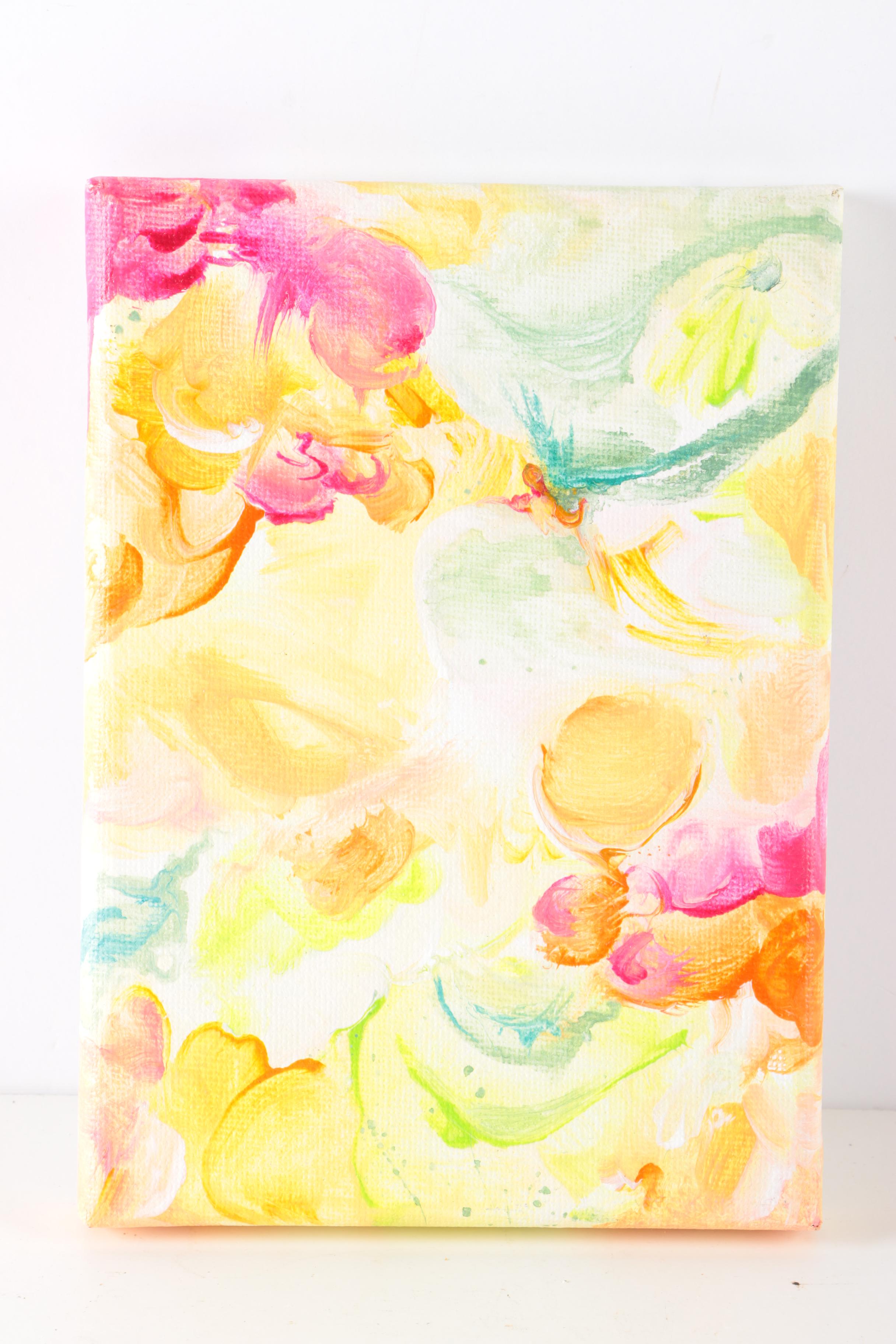 Elis Cooke Acrylic Paintings on Canvas "Blossoming 117" and "Bloom 114"