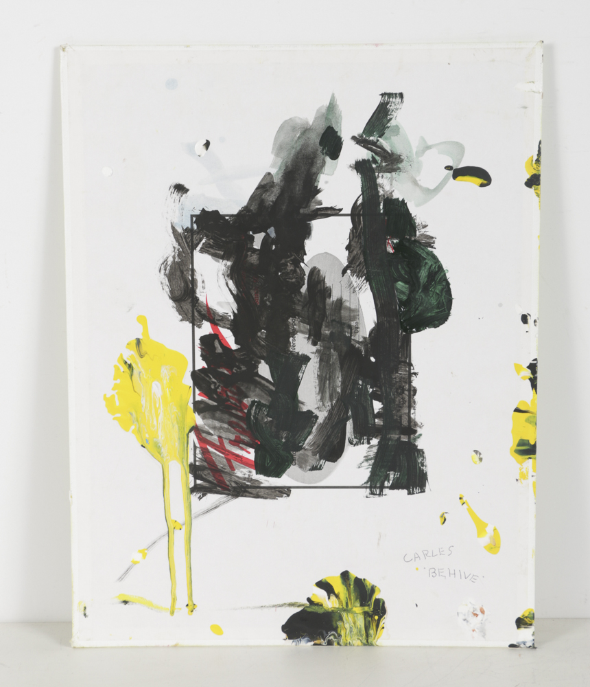 A. B. Carles Mixed Media Painting on Canvas Panel "Behive"