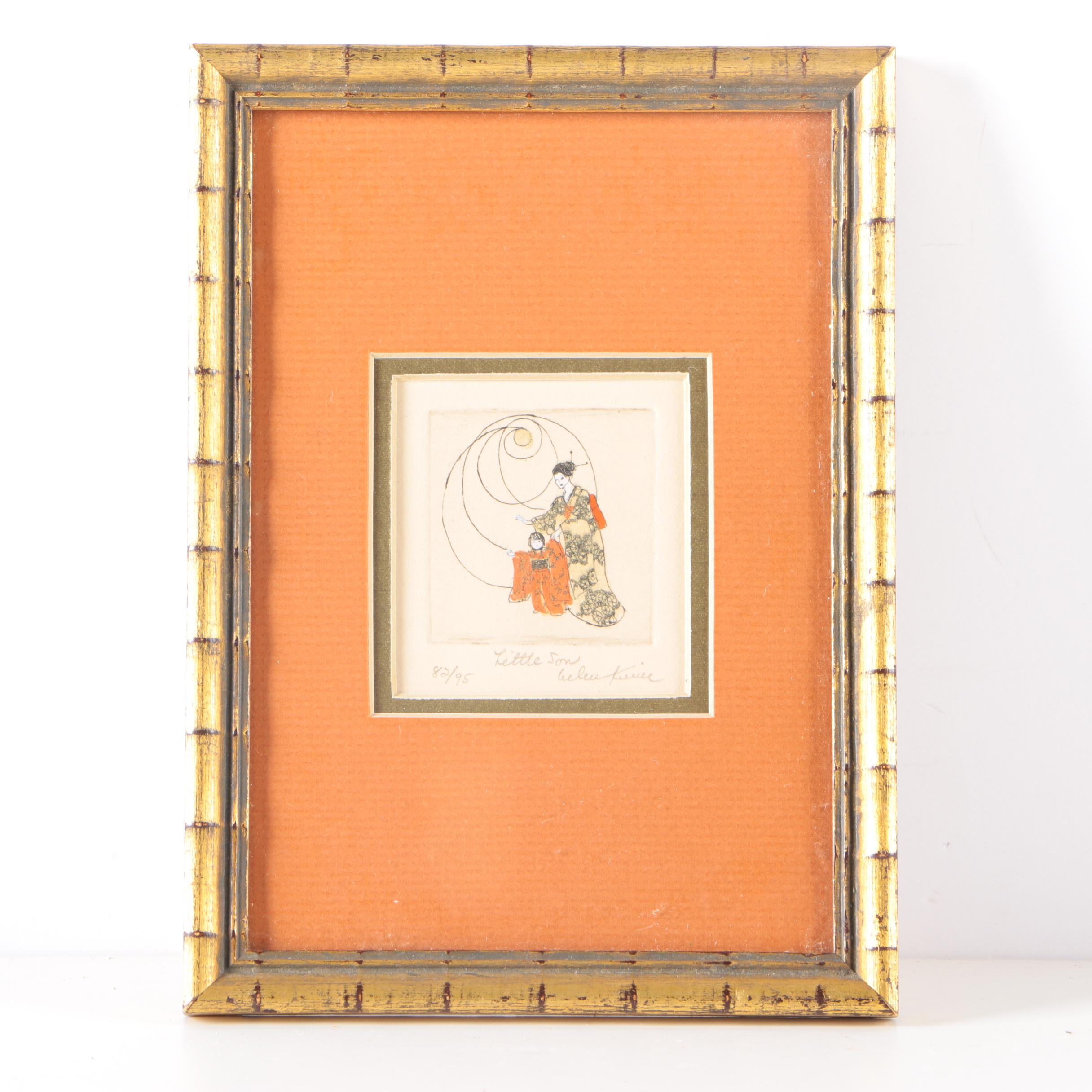 Helen Lewis Limited Edition Hand-Colored Etching "Little Son"