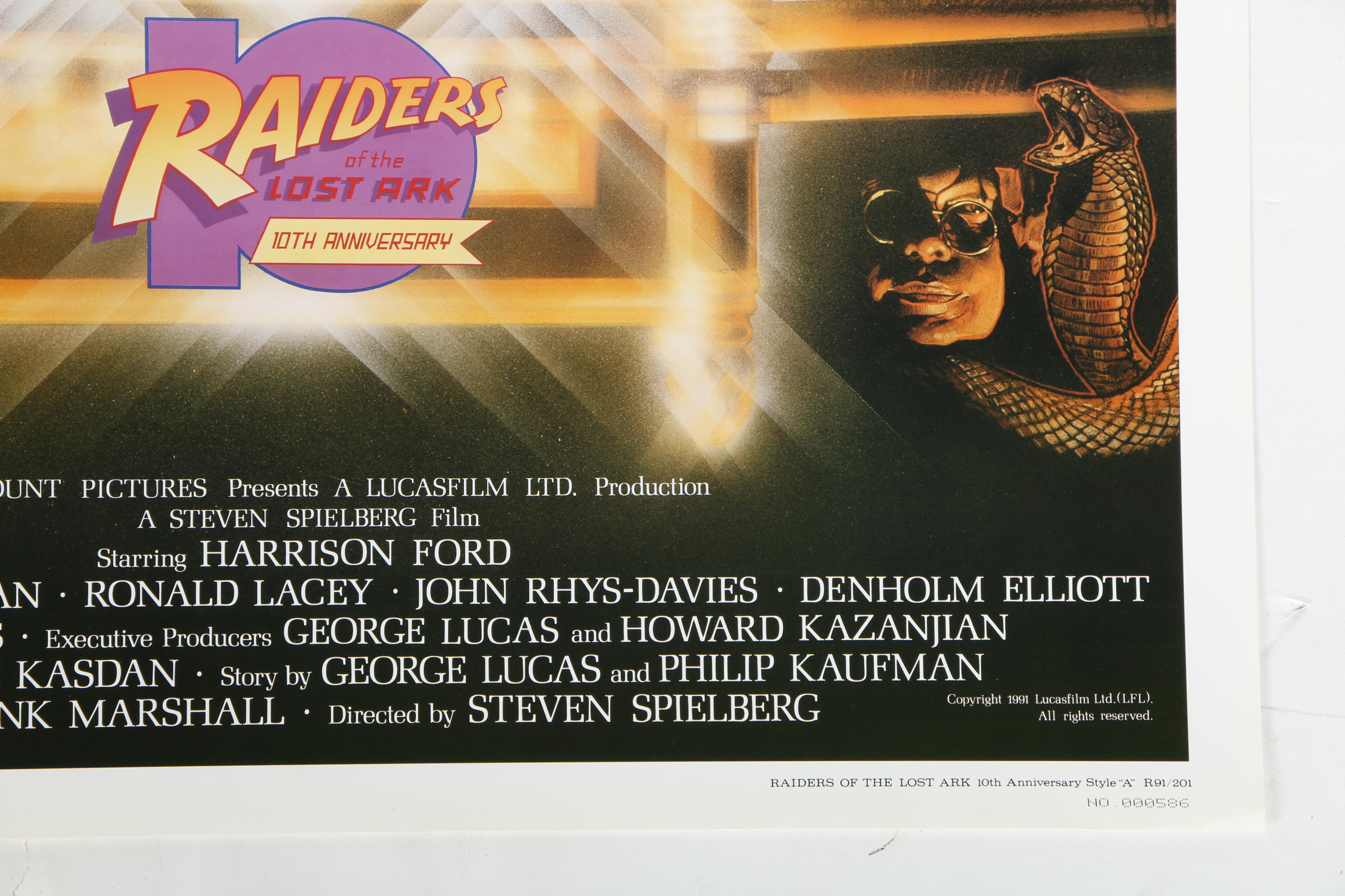 "Raiders of the Lost Ark" 1991 10th Anniversary Theatrical Poster