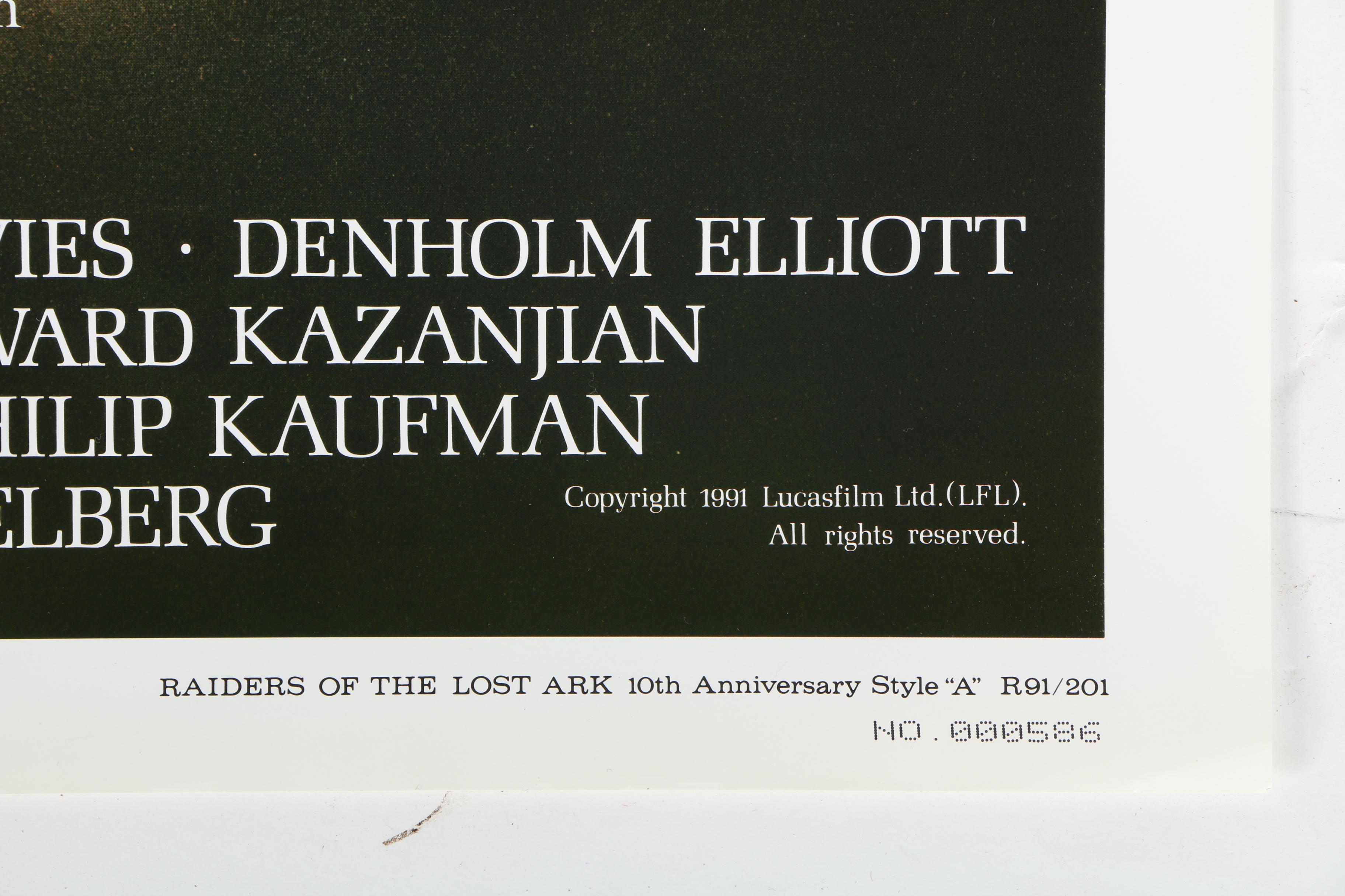 "Raiders of the Lost Ark" 1991 10th Anniversary Theatrical Poster