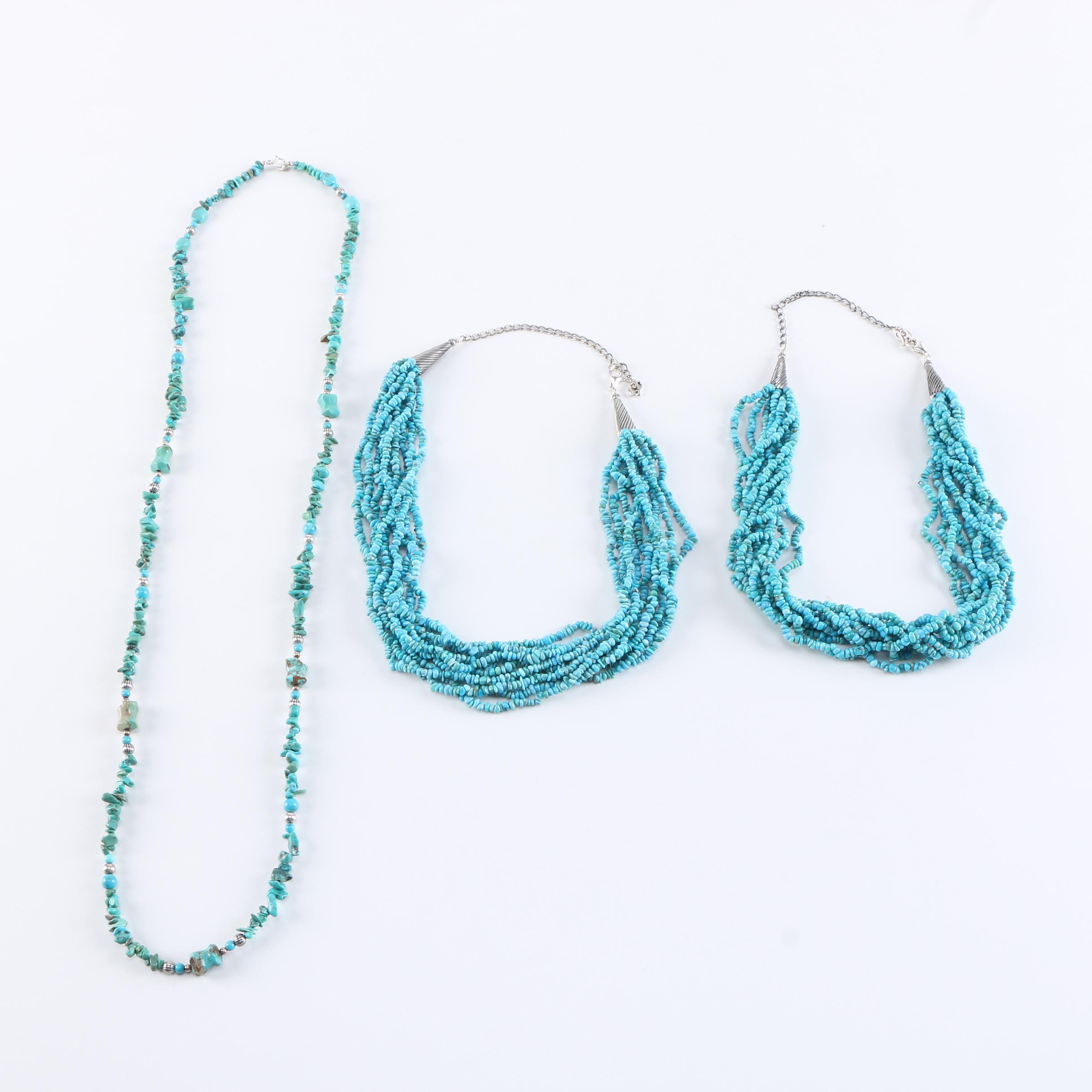 Carolyn Pollack Relios Sterling and Turquoise Beaded Necklaces