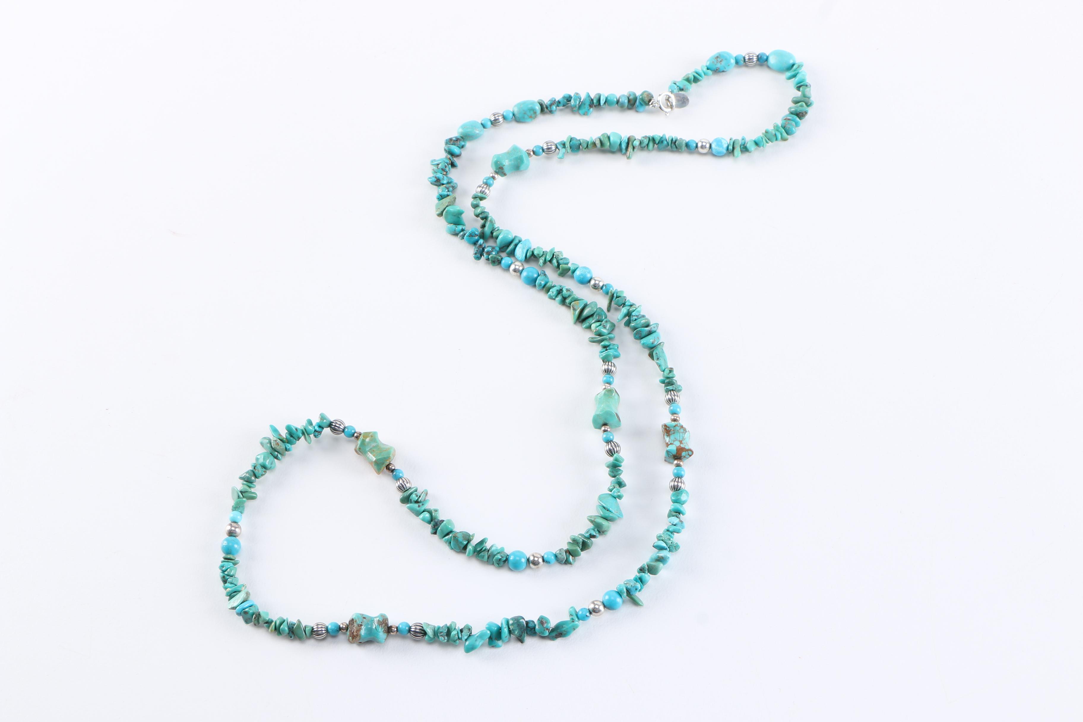 Carolyn Pollack Relios Sterling and Turquoise Beaded Necklaces