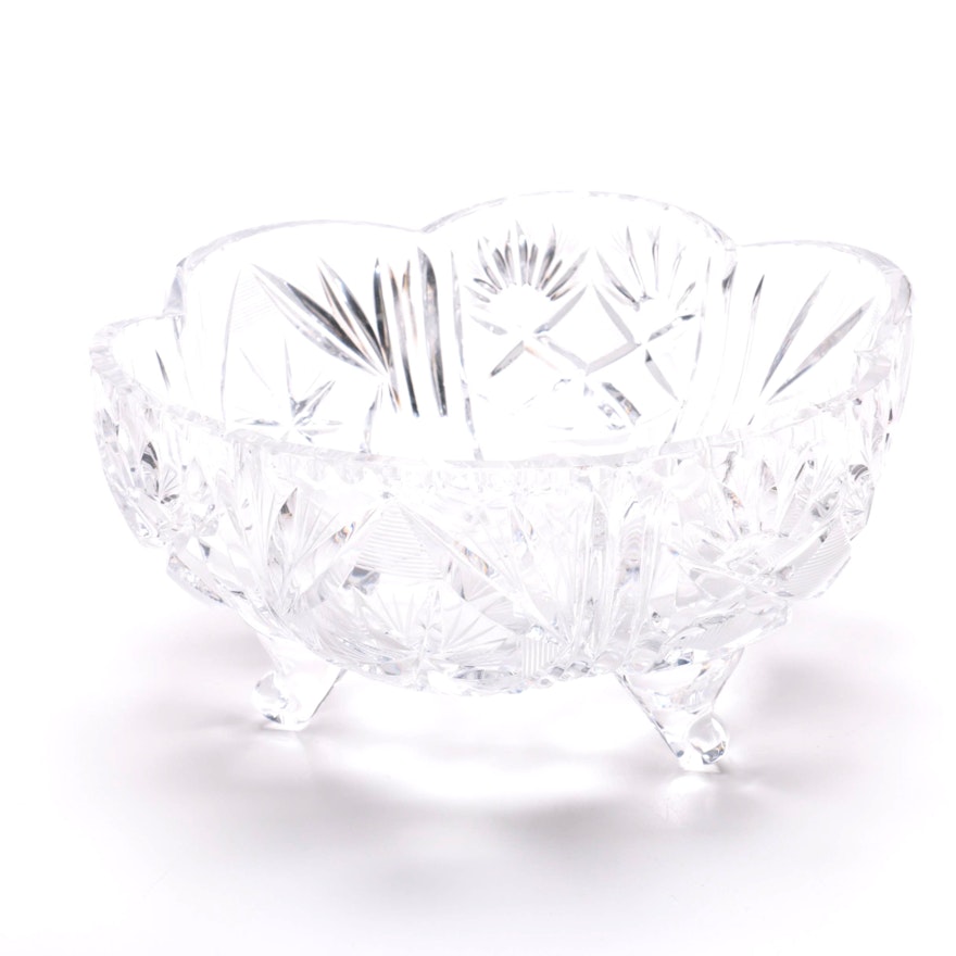 Vintage Hand-Cut Footed Crystal Bowl