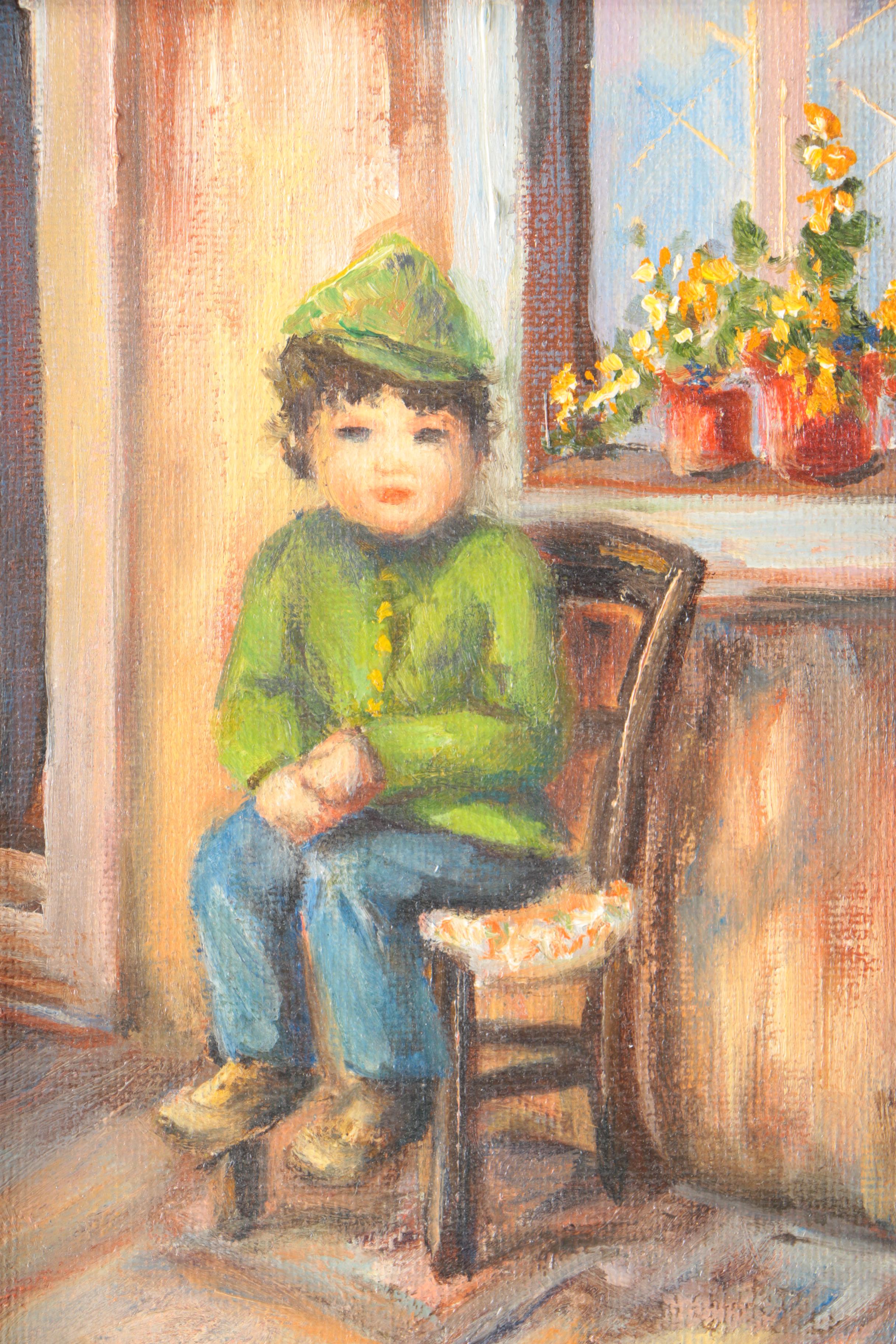 D. B. Greer Oil Painting on Canvas Board "Billie"