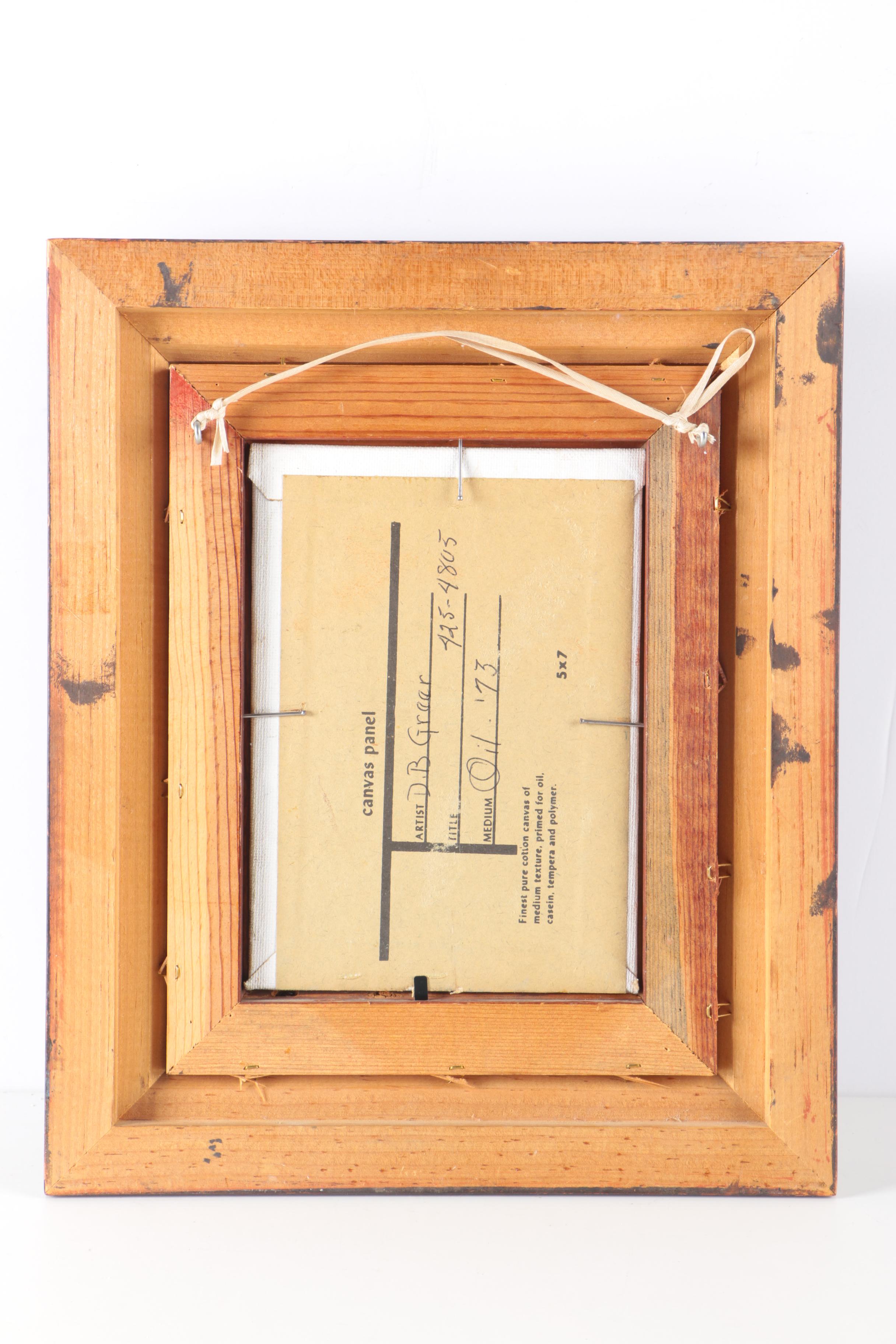 D. B. Greer Oil Painting on Canvas Board "Billie"