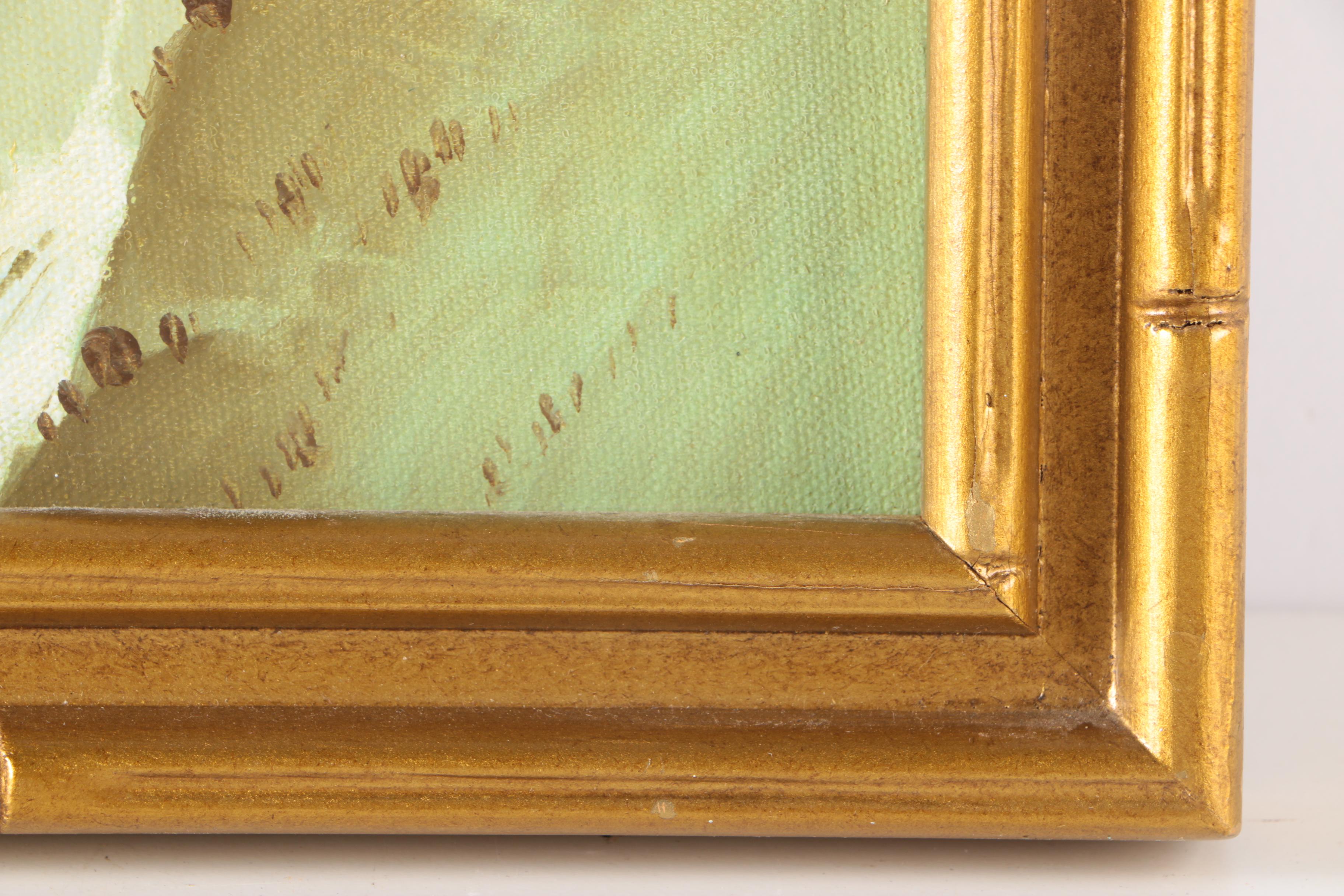 James Lee East Asian Style Acrylic Painting on Canvas of Flowers