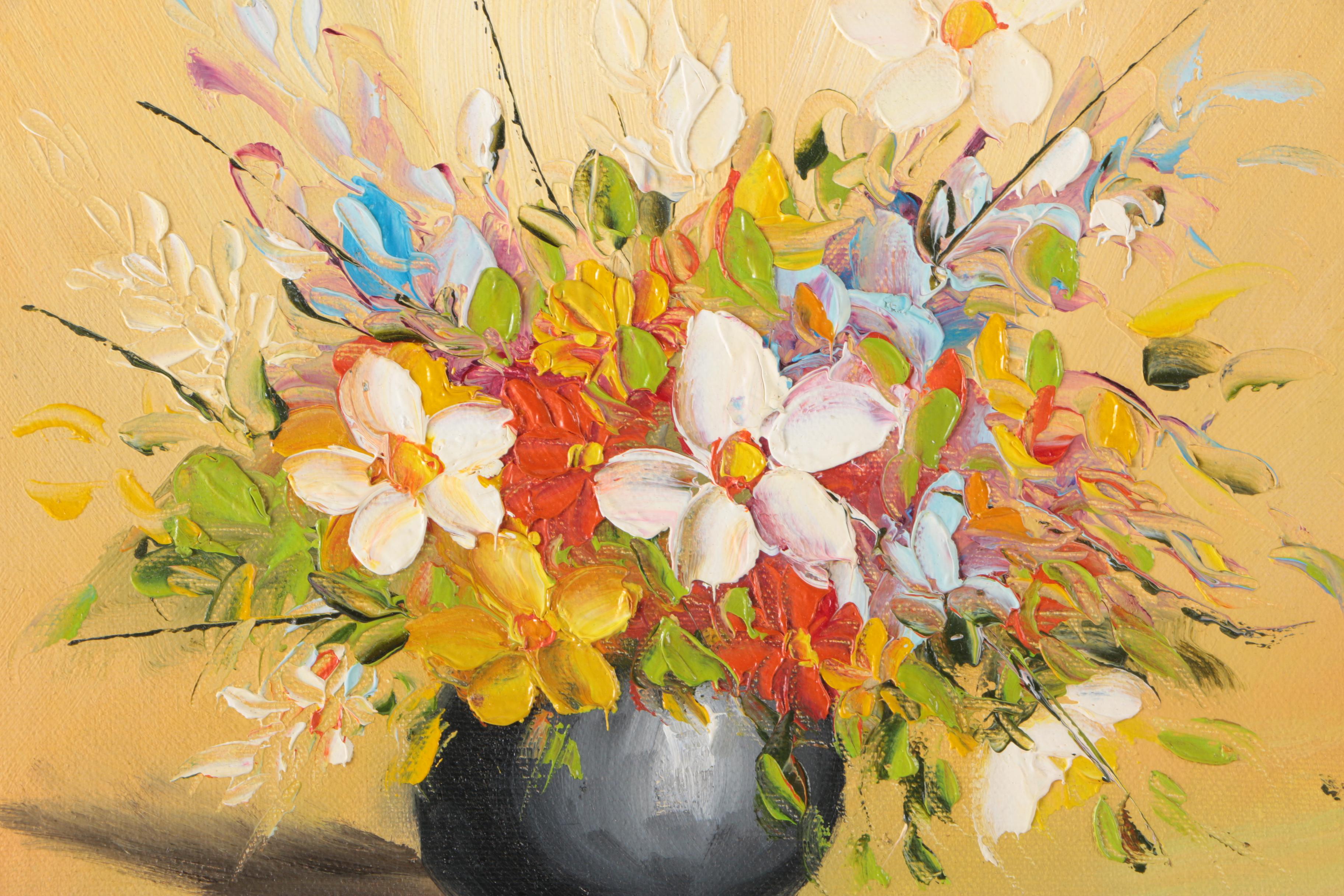 Framed Floral Oil Paintings Featuring Robert Cox