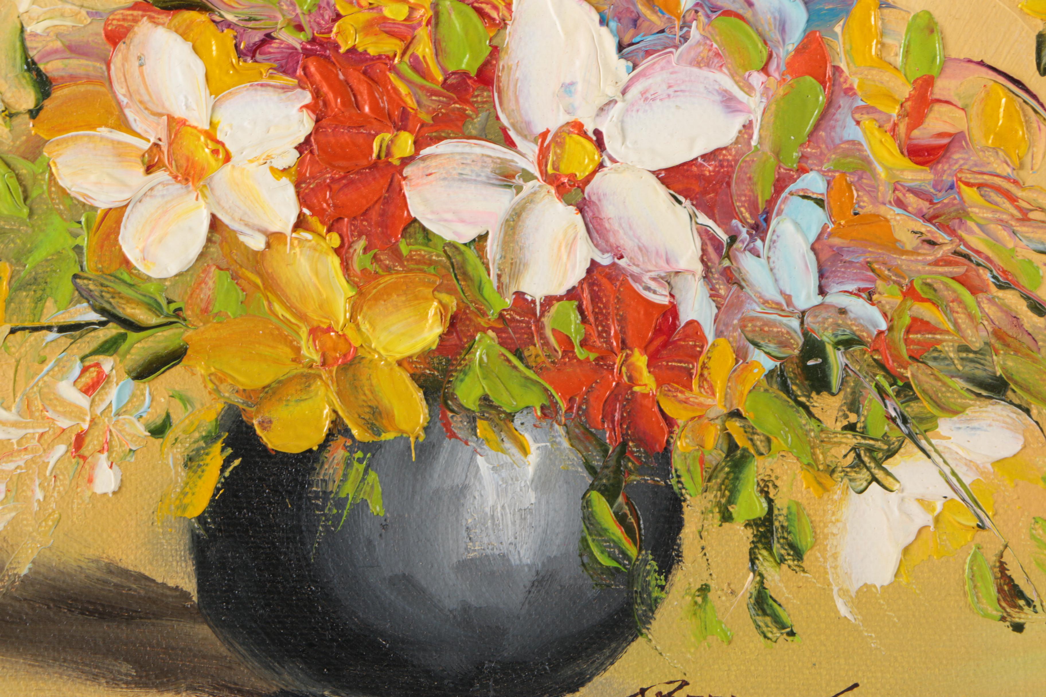 Framed Floral Oil Paintings Featuring Robert Cox