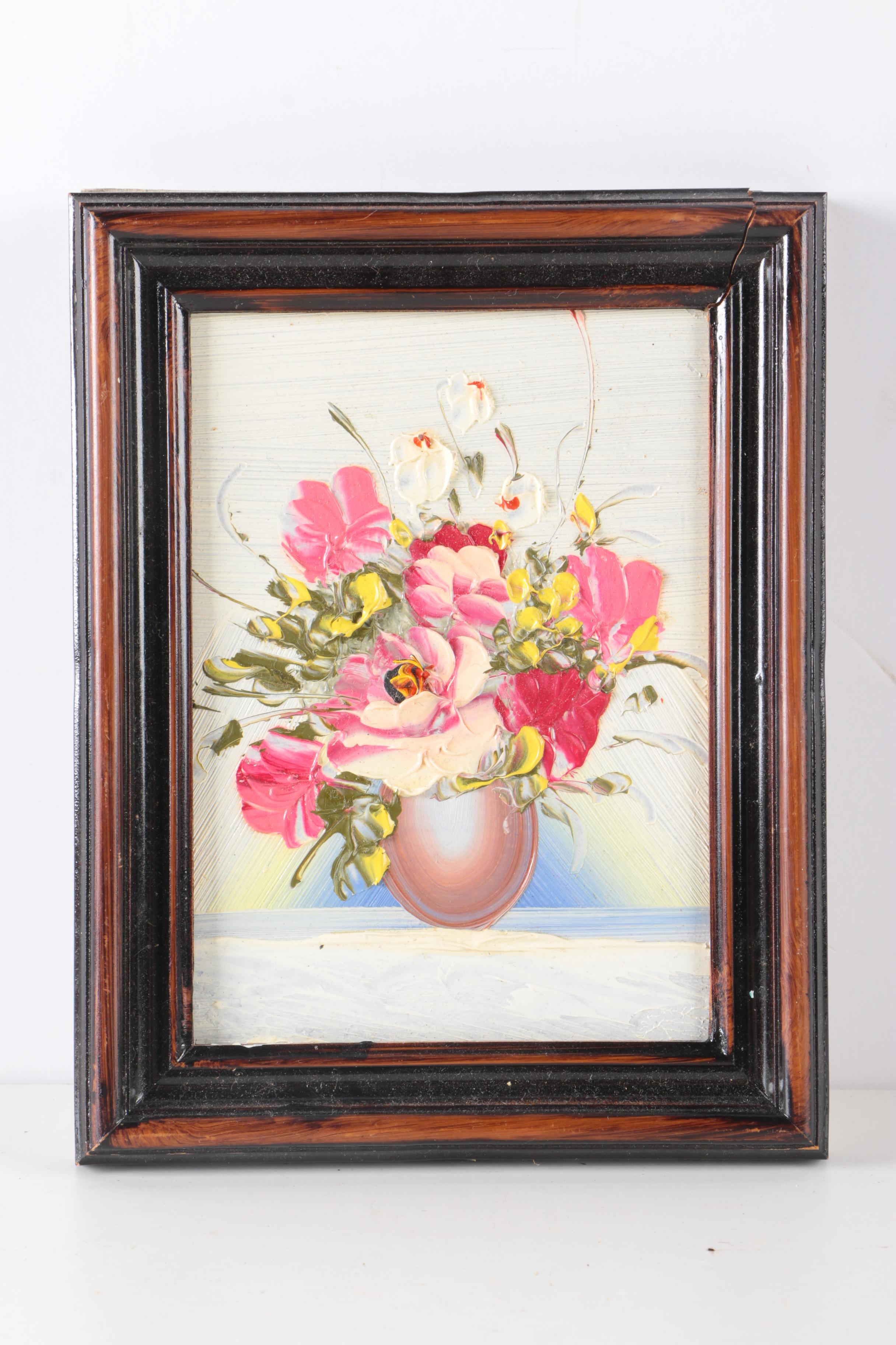 Framed Floral Oil Paintings Featuring Robert Cox
