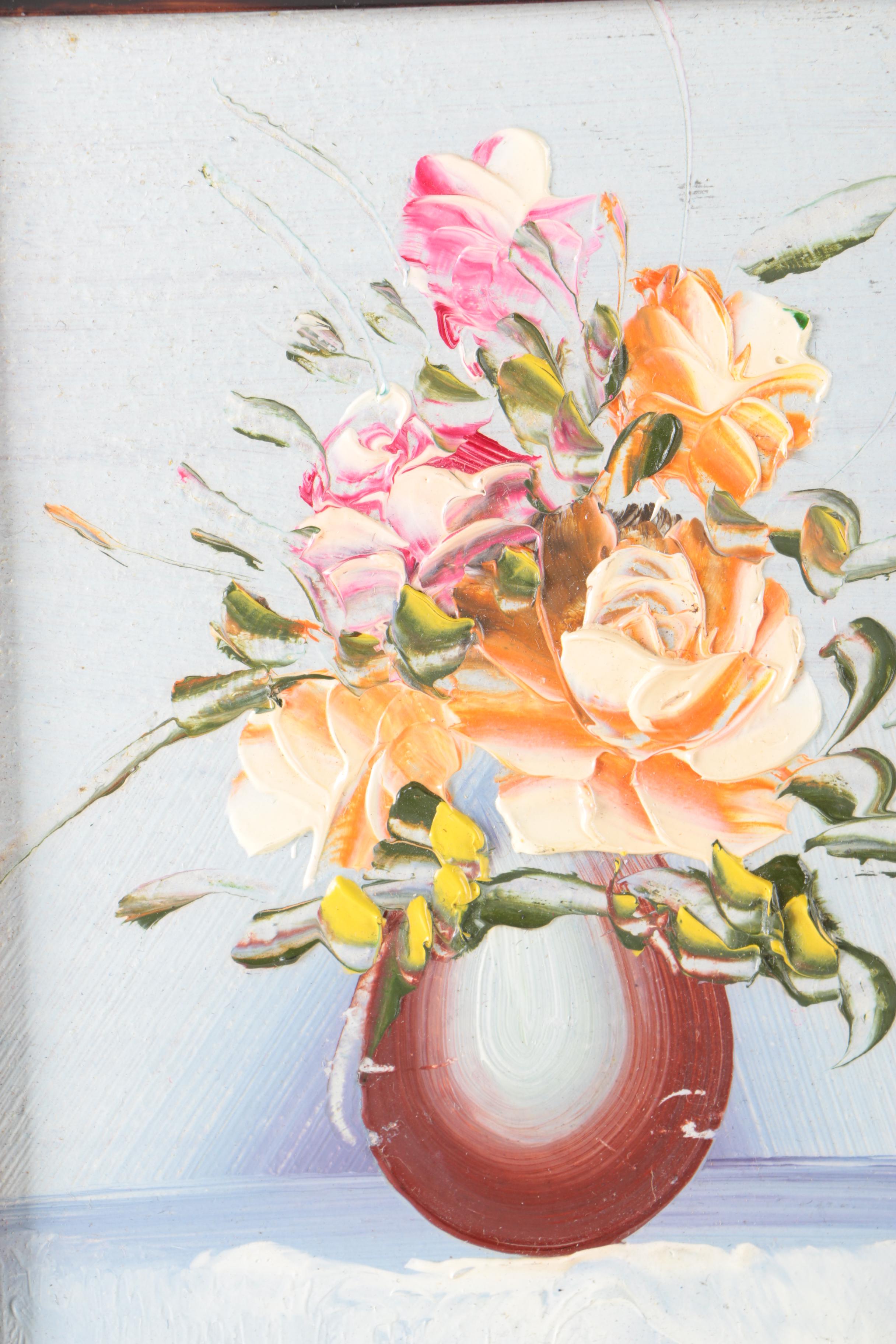 Framed Floral Oil Paintings Featuring Robert Cox