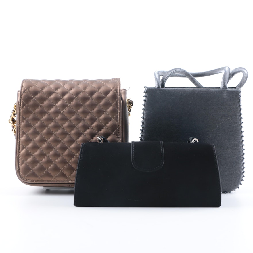 Handbags in Taupe, Grey, and Black