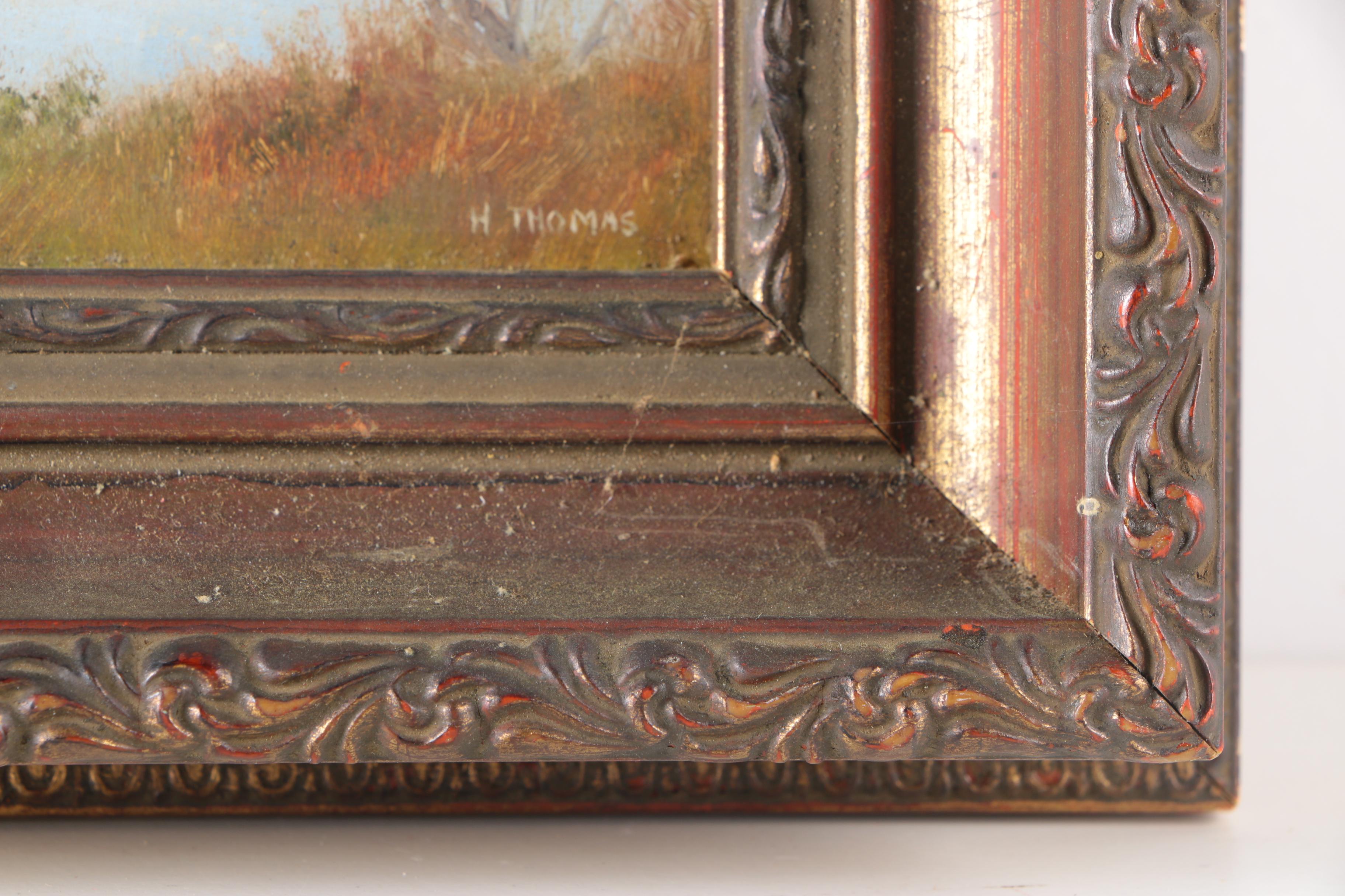 H. Thomas Oil Landscape Painting on Board