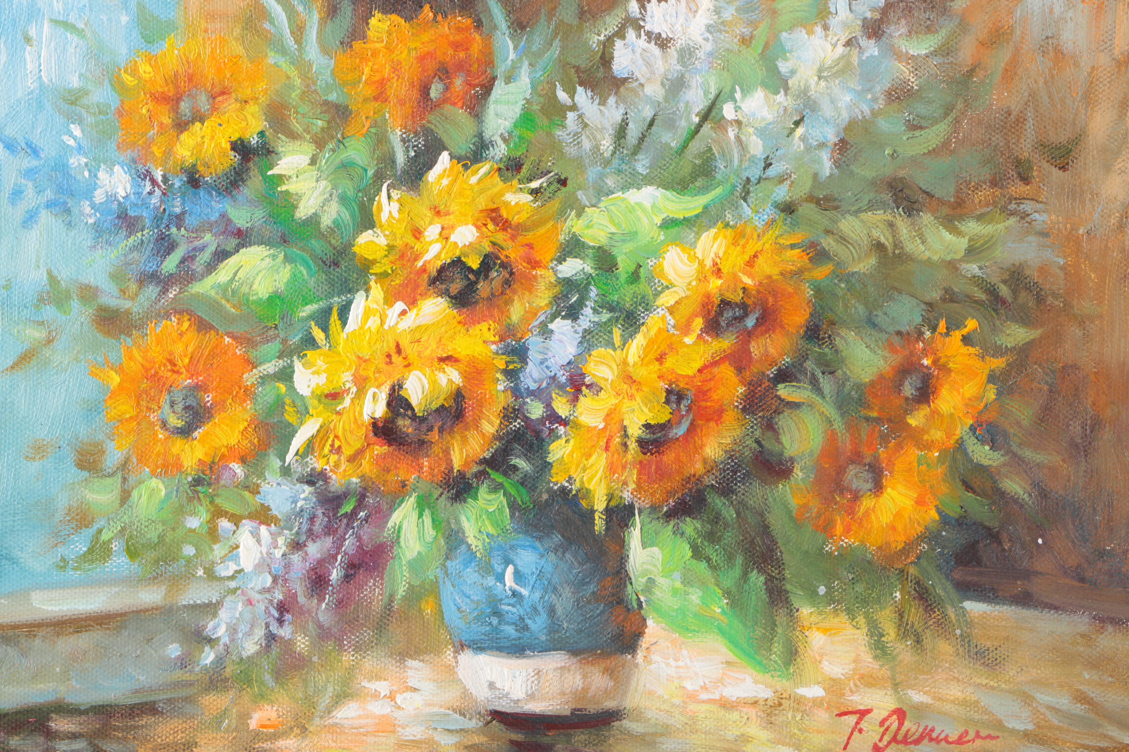 Oil Painting on Canvas of Sunflowers