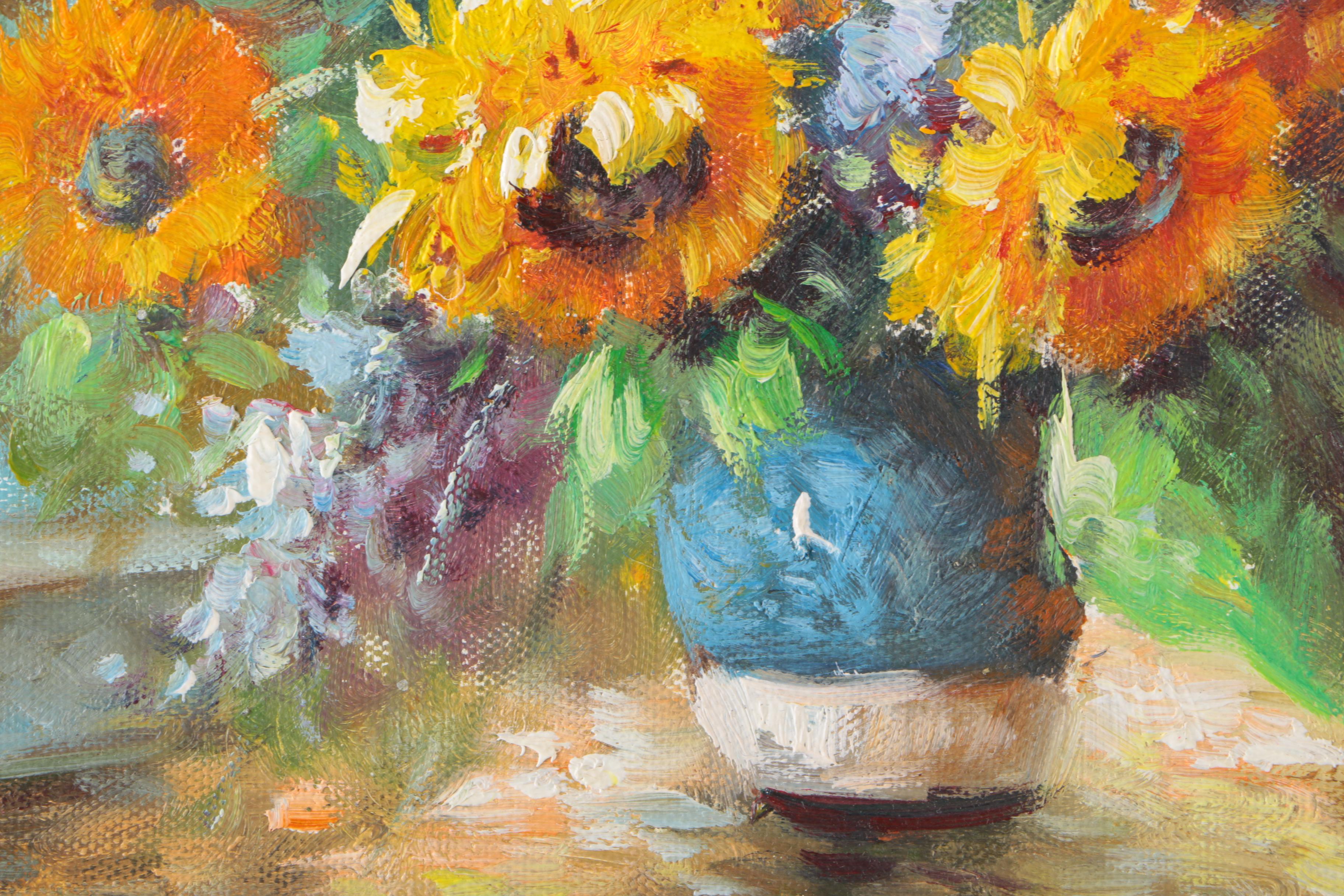 Oil Painting on Canvas of Sunflowers