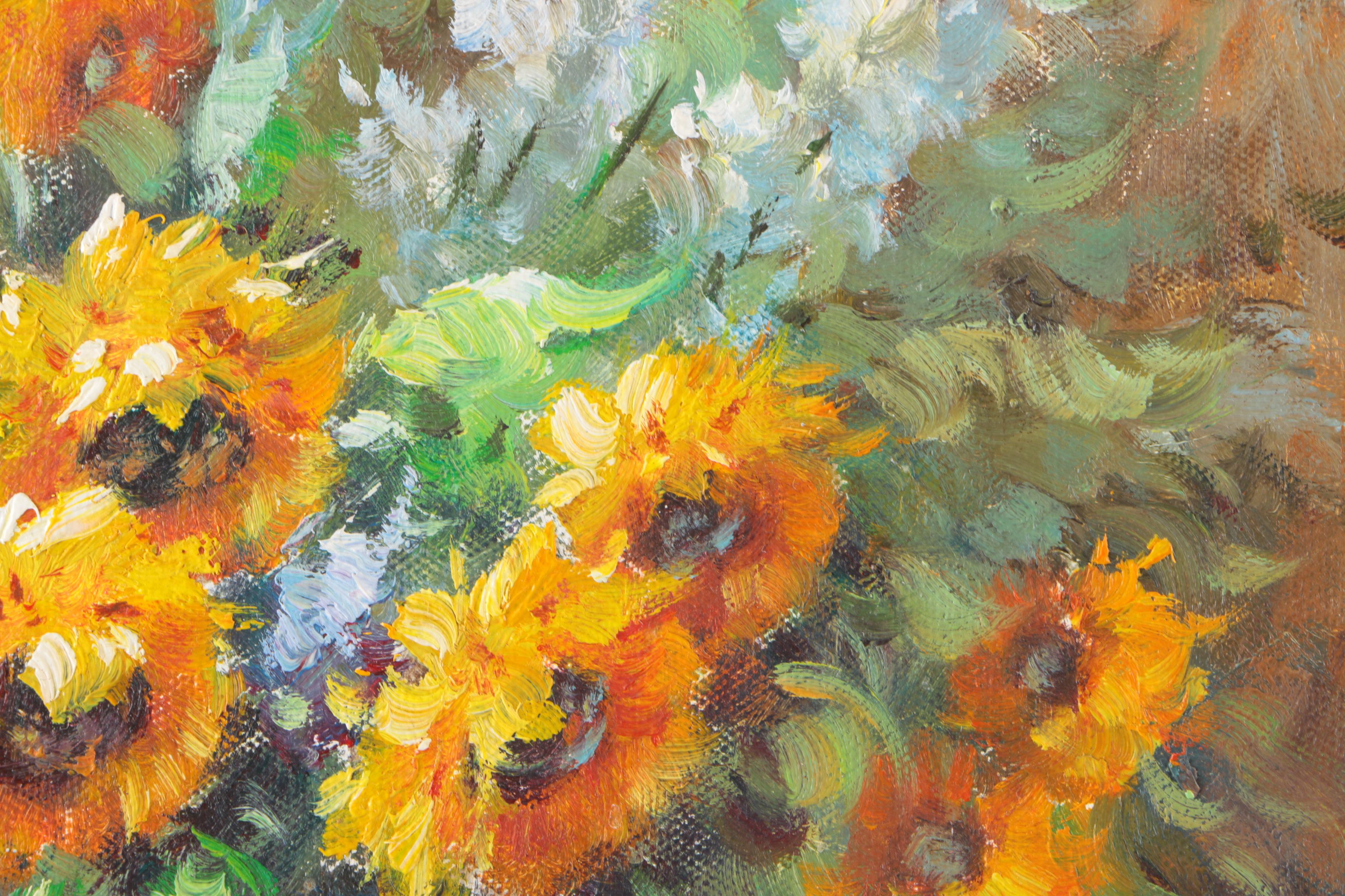 Oil Painting on Canvas of Sunflowers