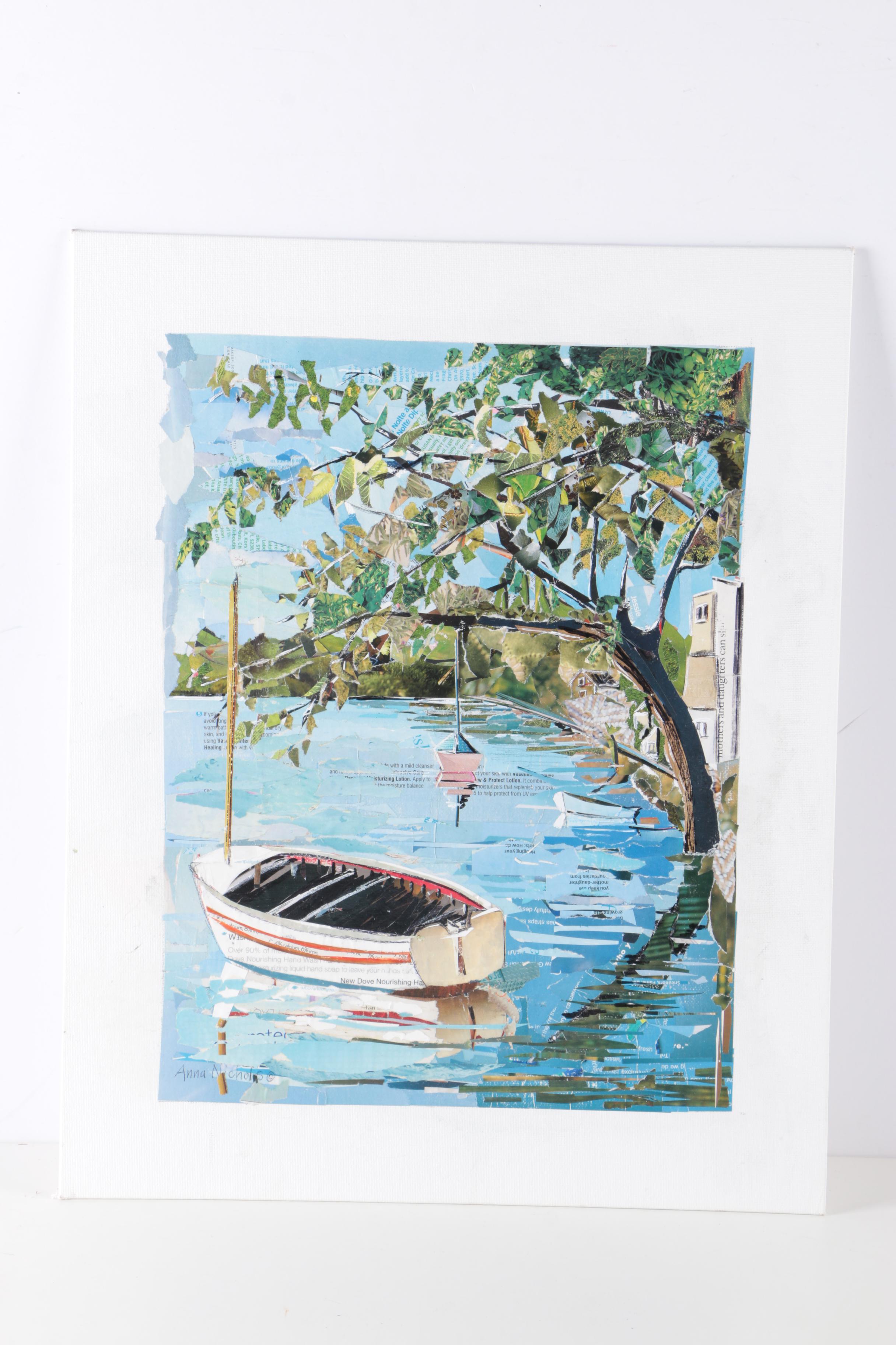 2004-06 Anna Nichols Paper Collages "Thameside at Chiswick" and "Anna's Bubbles"