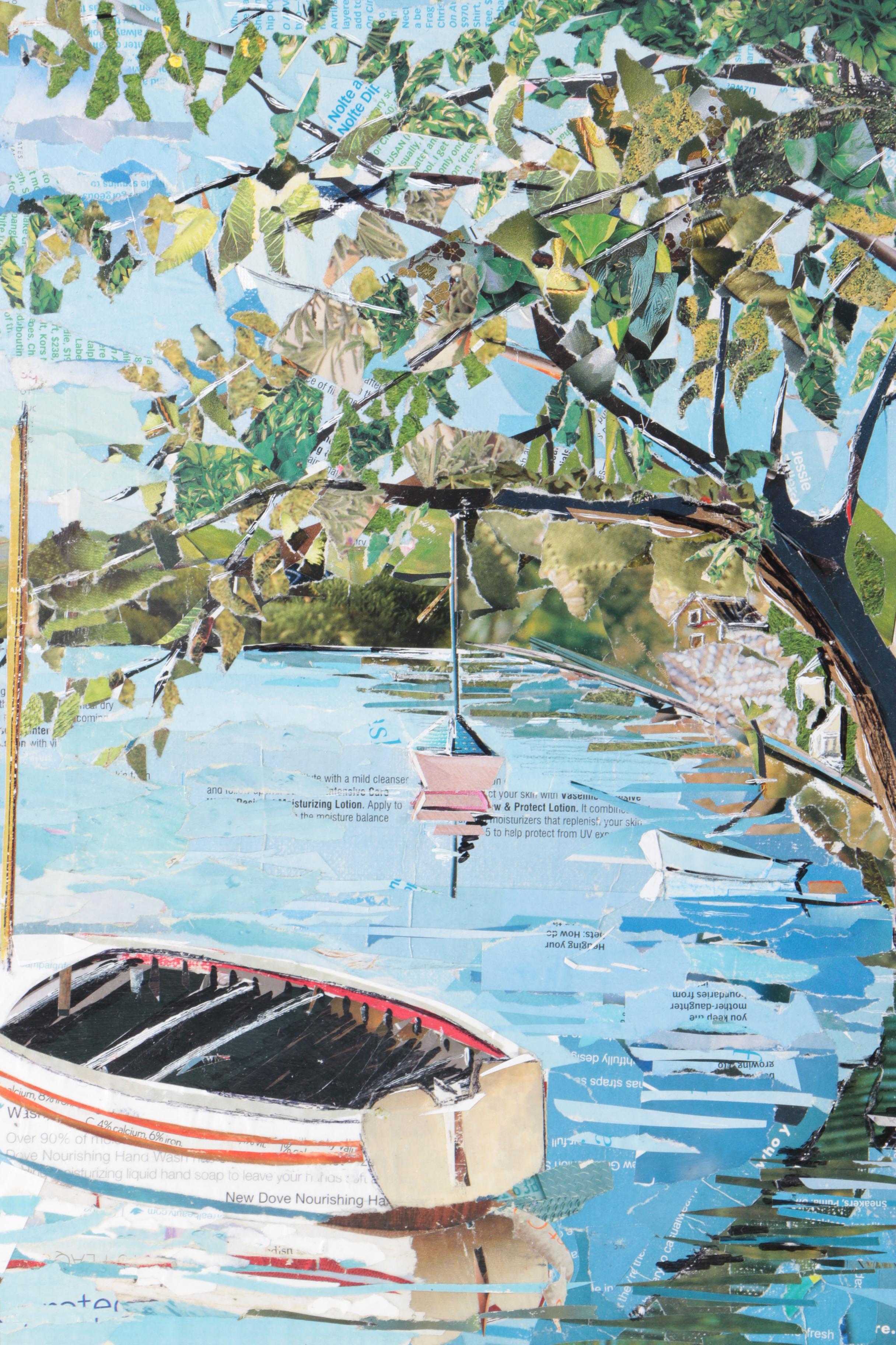 2004-06 Anna Nichols Paper Collages "Thameside at Chiswick" and "Anna's Bubbles"