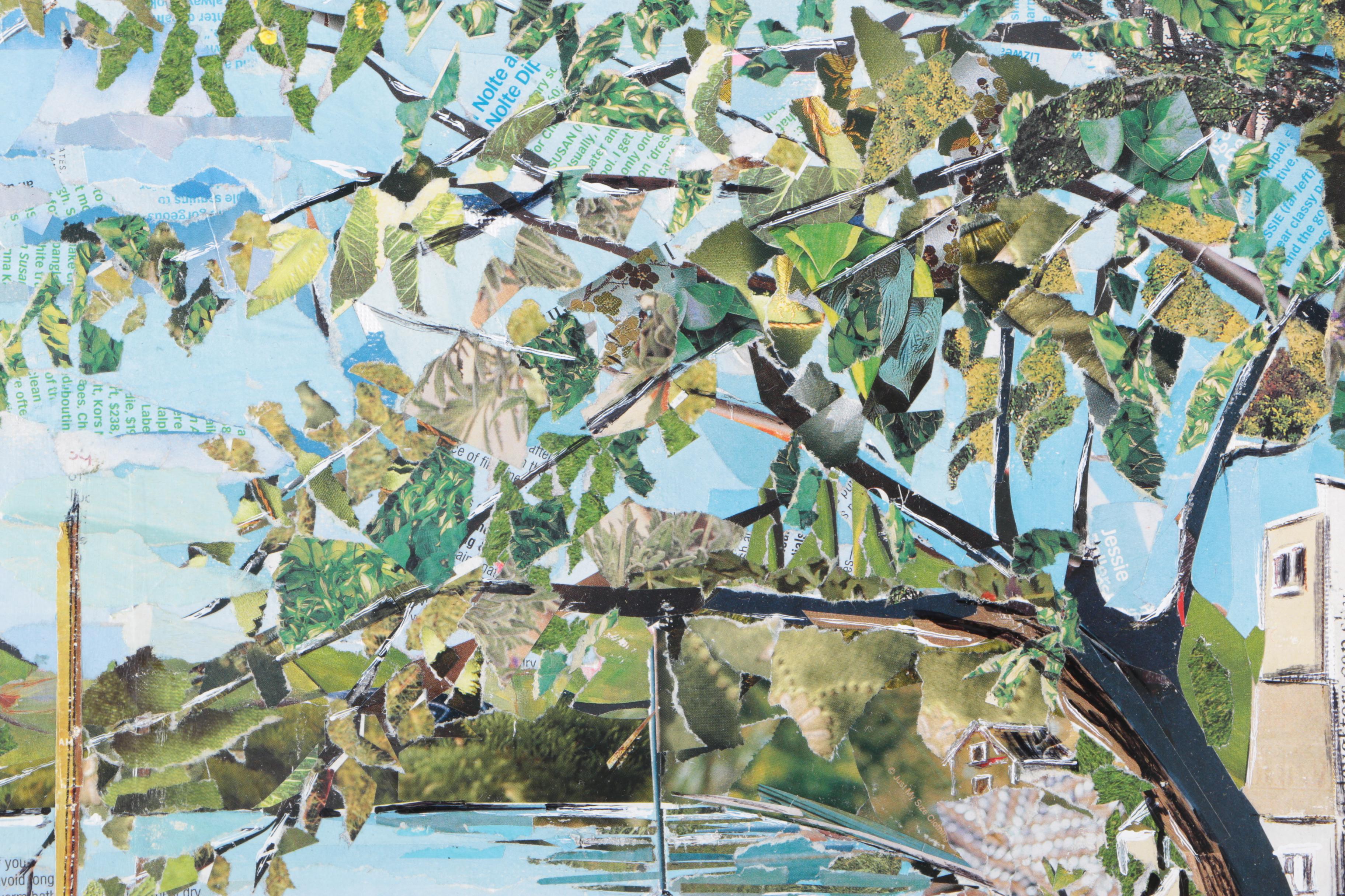 2004-06 Anna Nichols Paper Collages "Thameside at Chiswick" and "Anna's Bubbles"