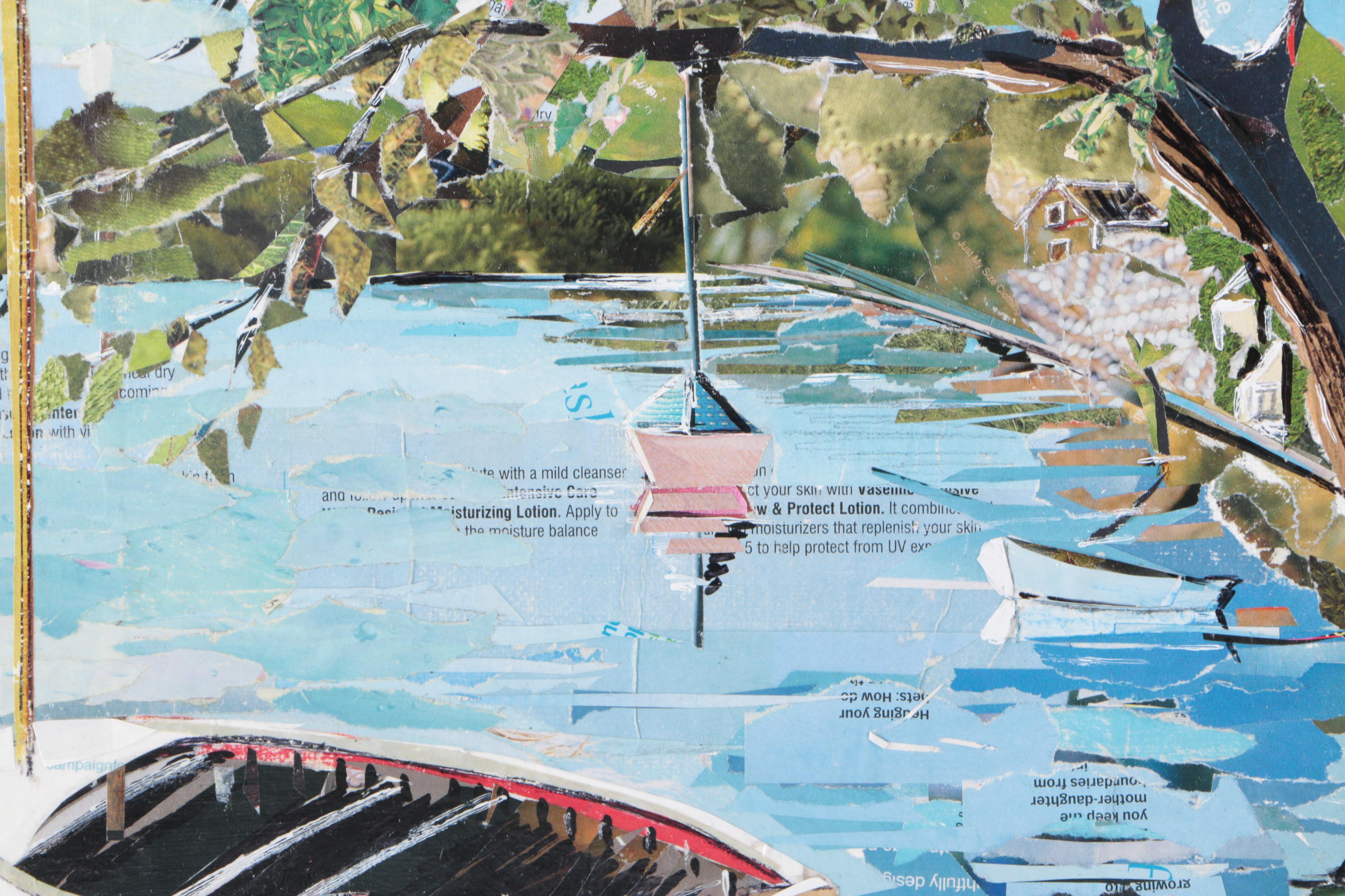 2004-06 Anna Nichols Paper Collages "Thameside at Chiswick" and "Anna's Bubbles"