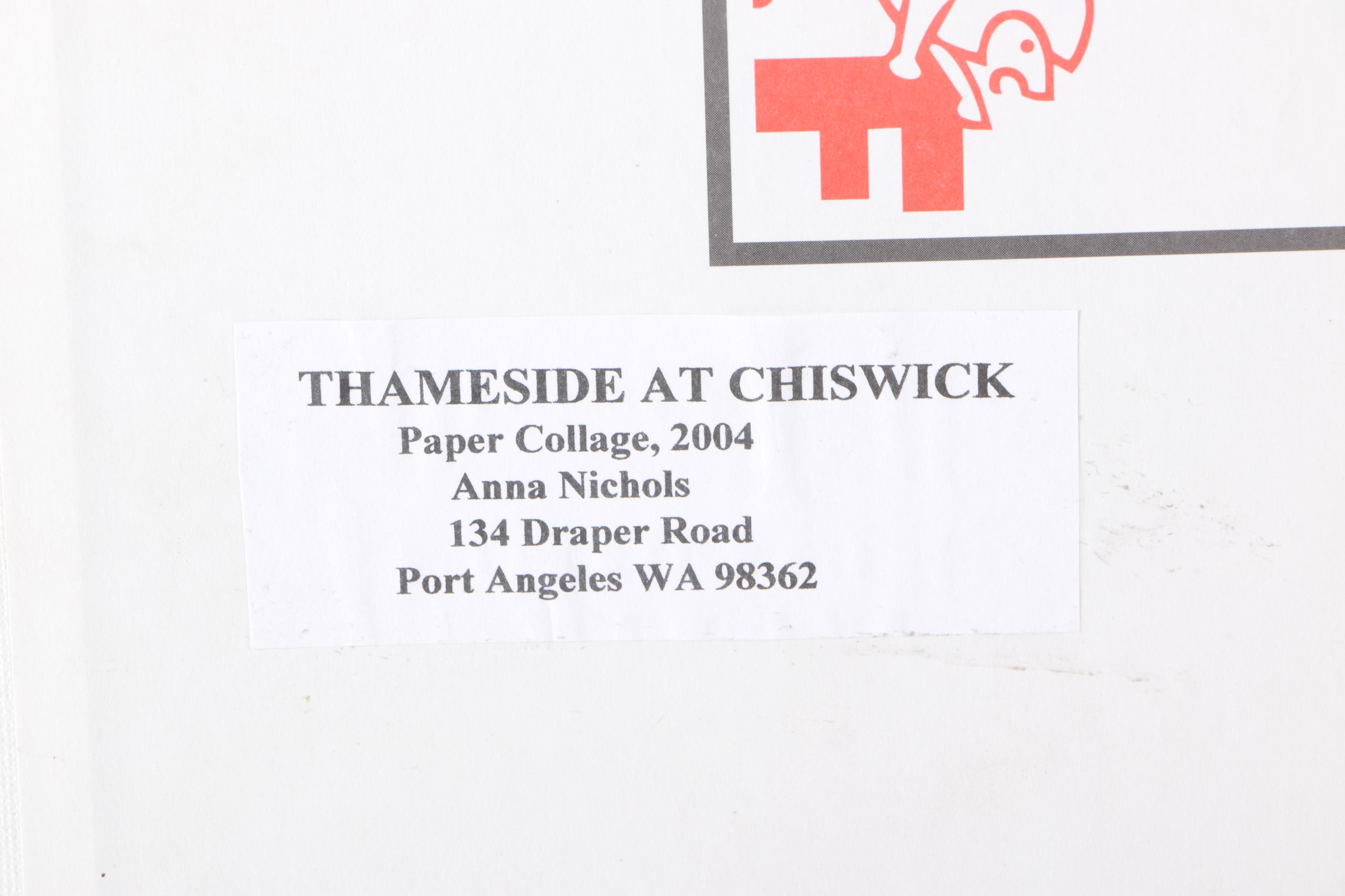 2004-06 Anna Nichols Paper Collages "Thameside at Chiswick" and "Anna's Bubbles"