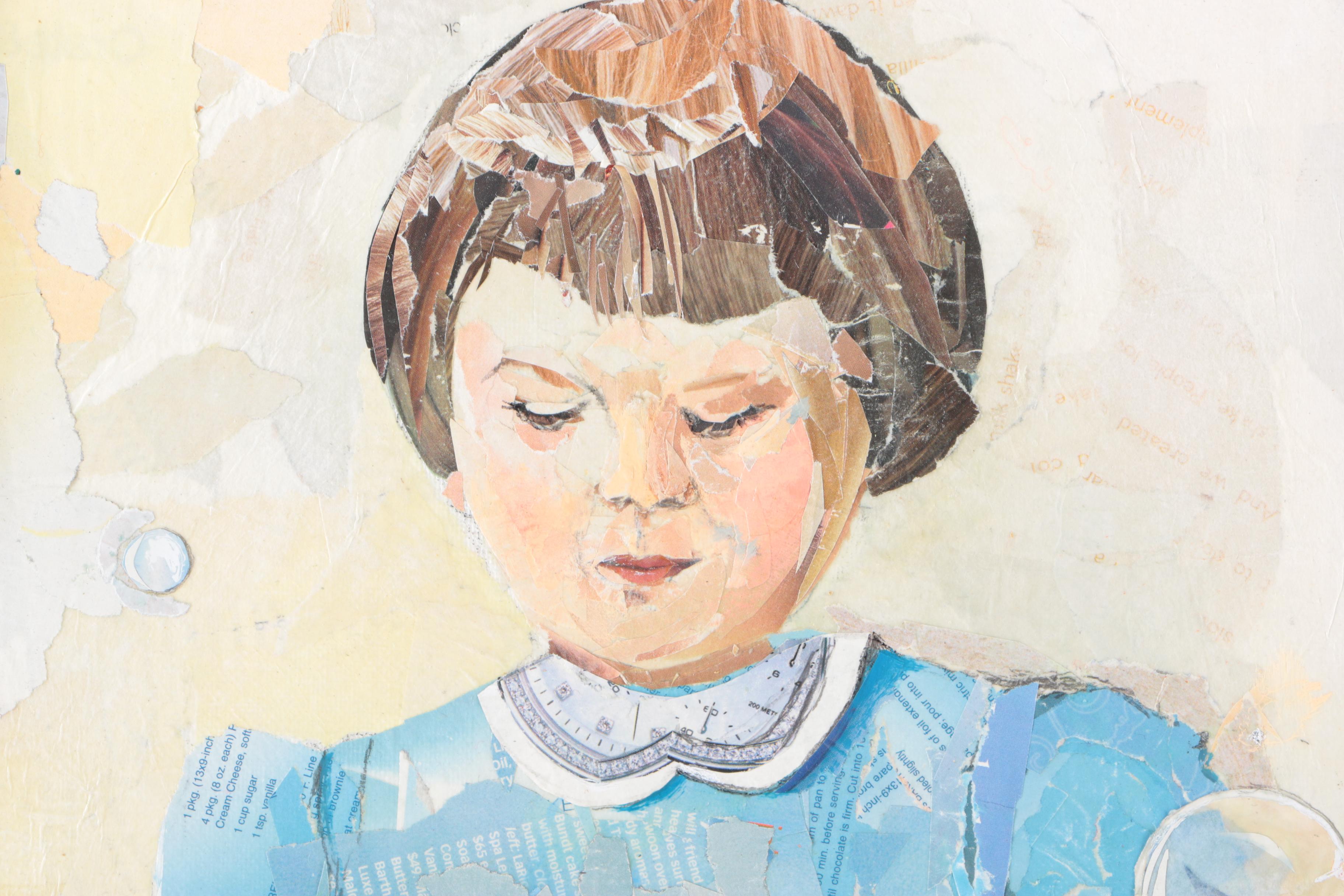 2004-06 Anna Nichols Paper Collages "Thameside at Chiswick" and "Anna's Bubbles"