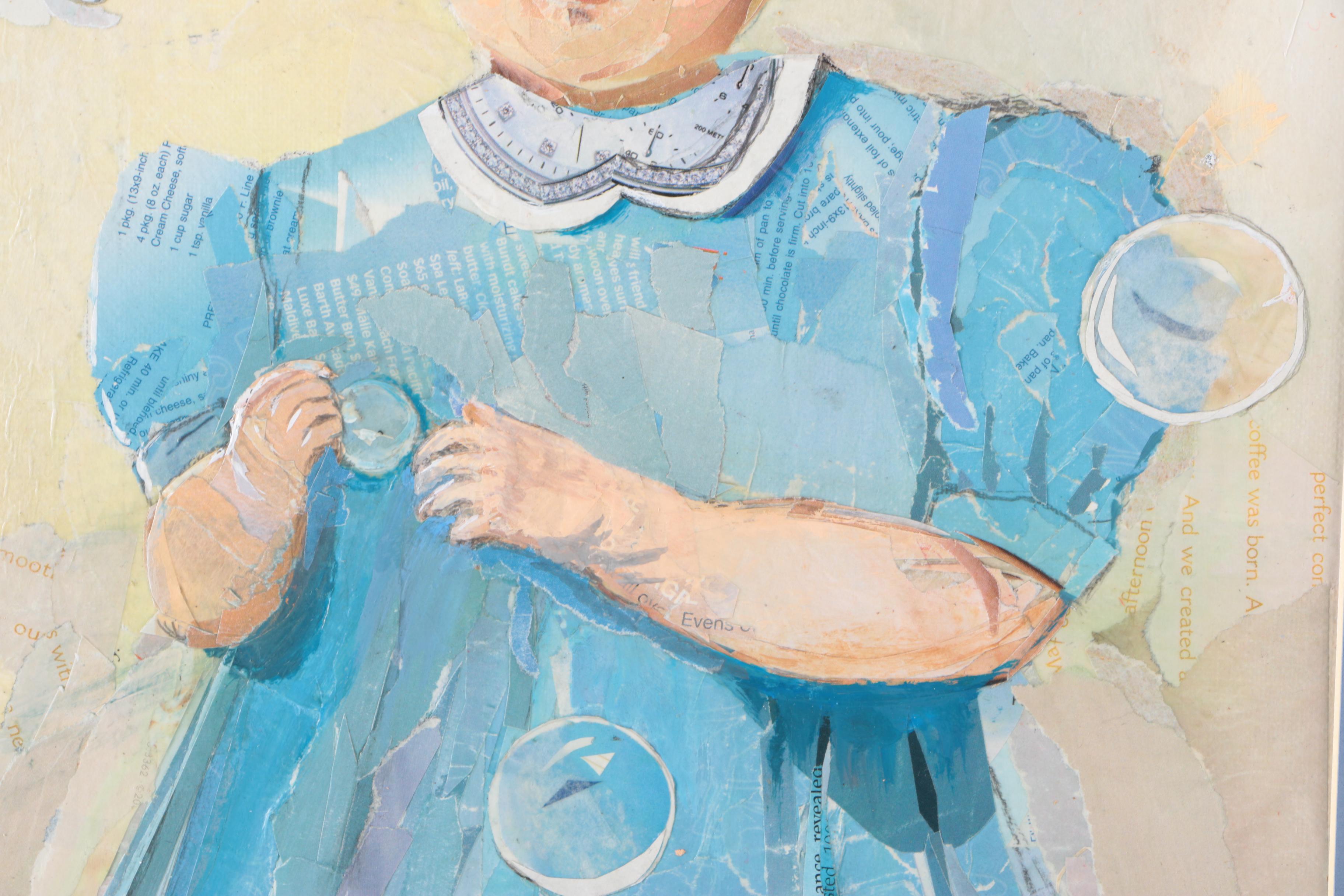 2004-06 Anna Nichols Paper Collages "Thameside at Chiswick" and "Anna's Bubbles"