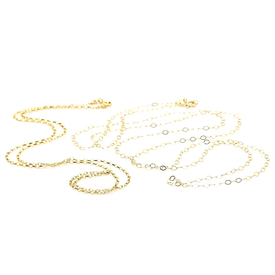 14K Yellow Gold Rolo Chain Necklaces