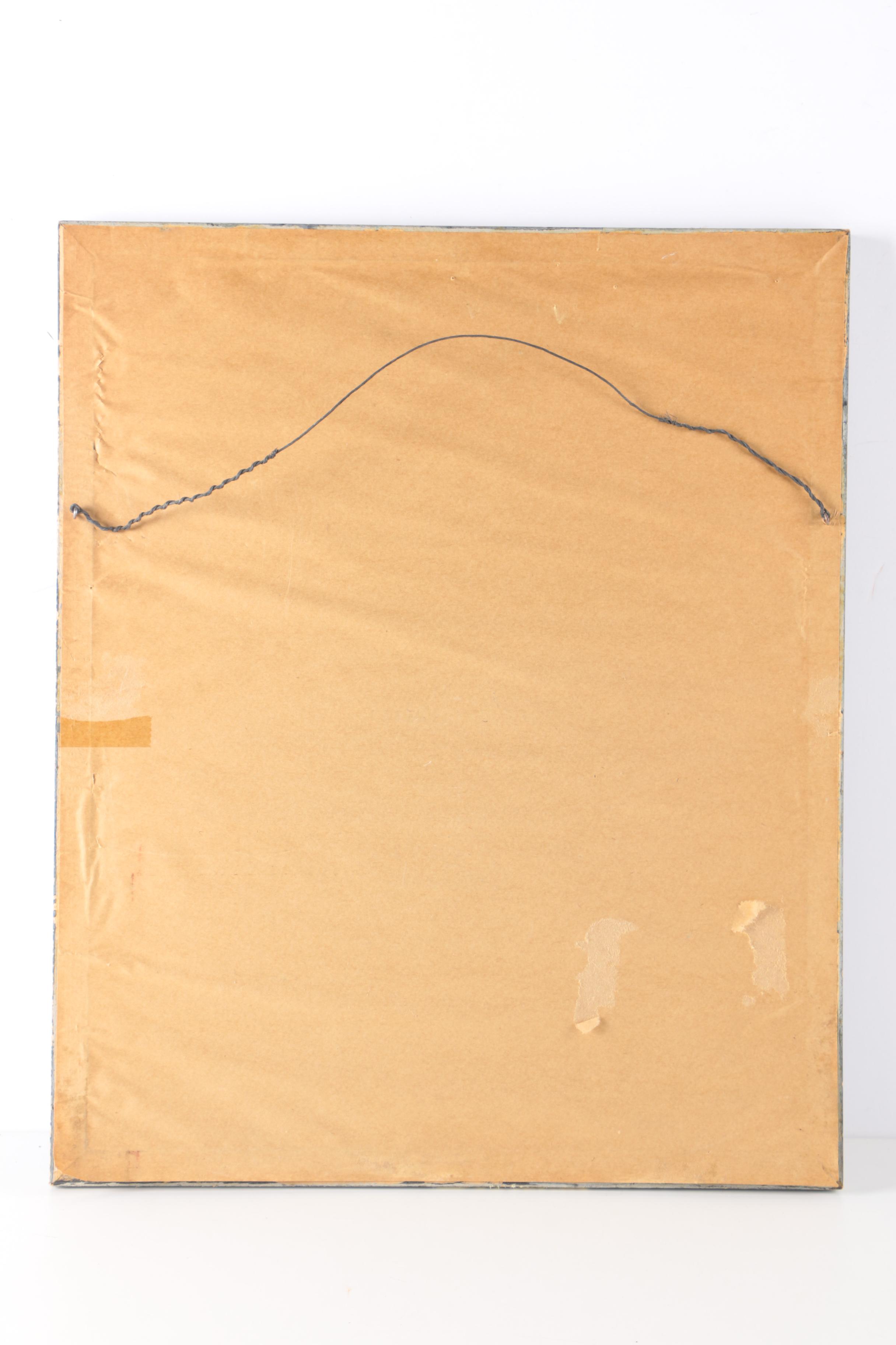 East Asian Gouache on Silk of a Smoking Elder