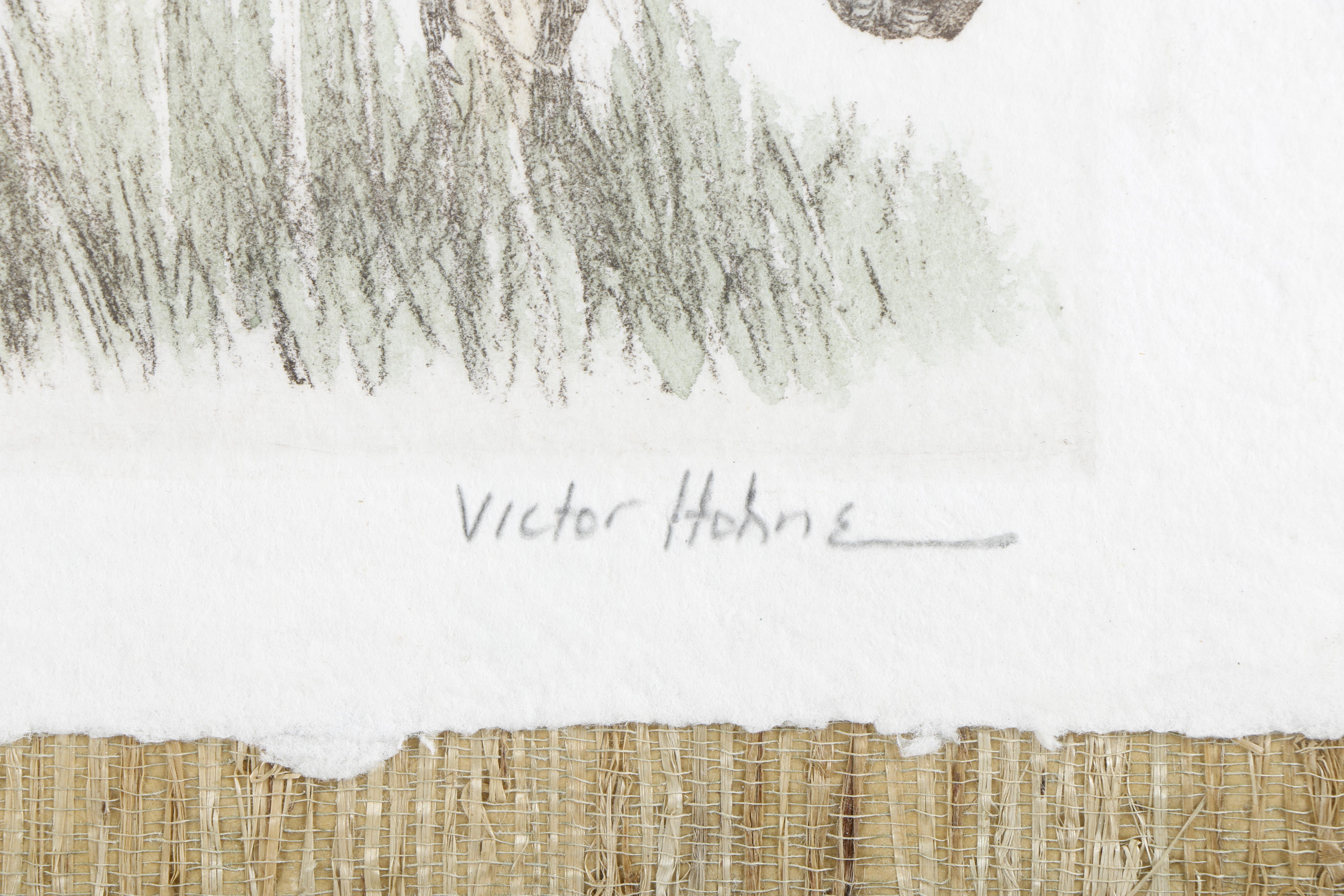 Victor Hohne Limited Edition Hand-colored Etching of Rhinoceros