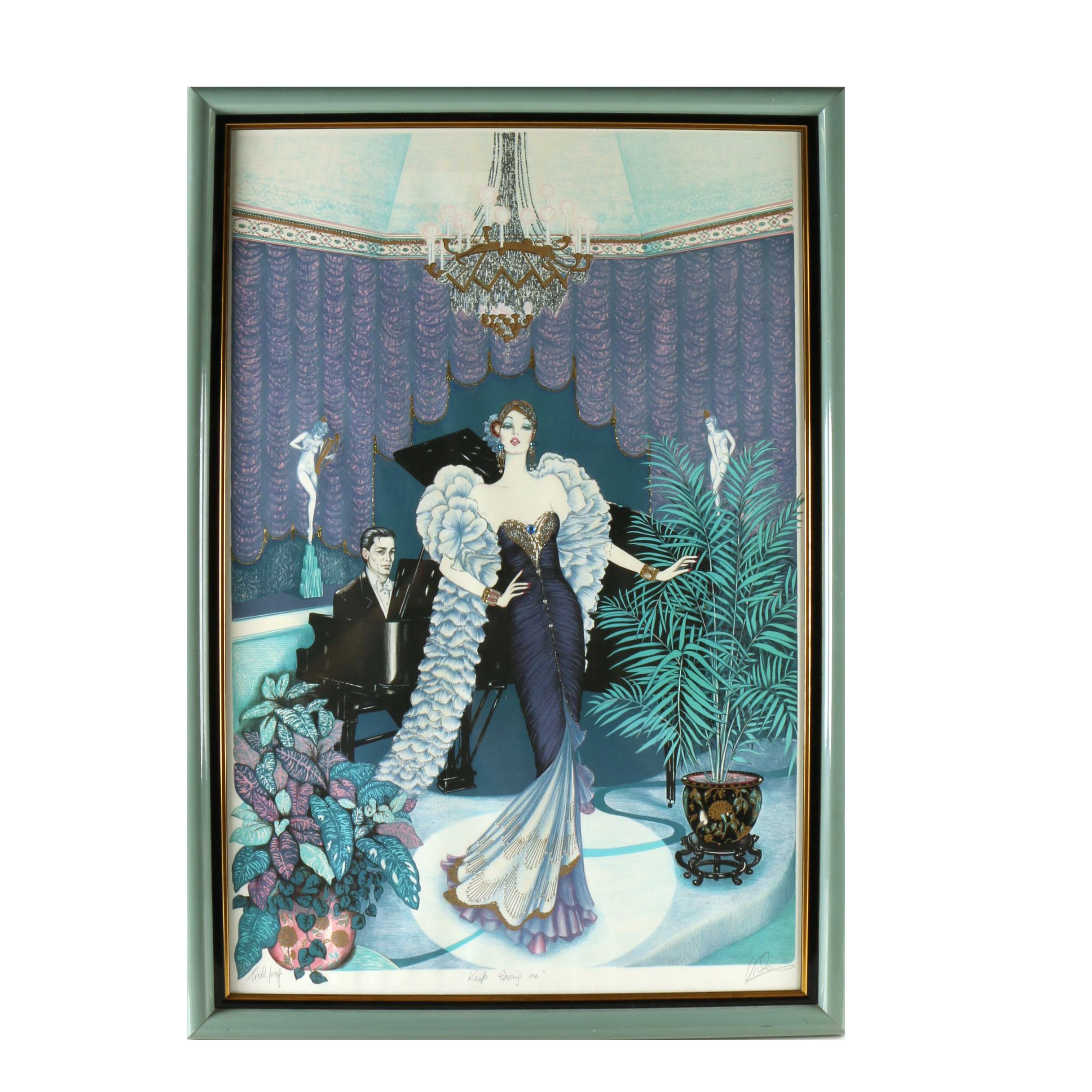 Mary Vickers Embellished Lithograph "Keep Loving Me"