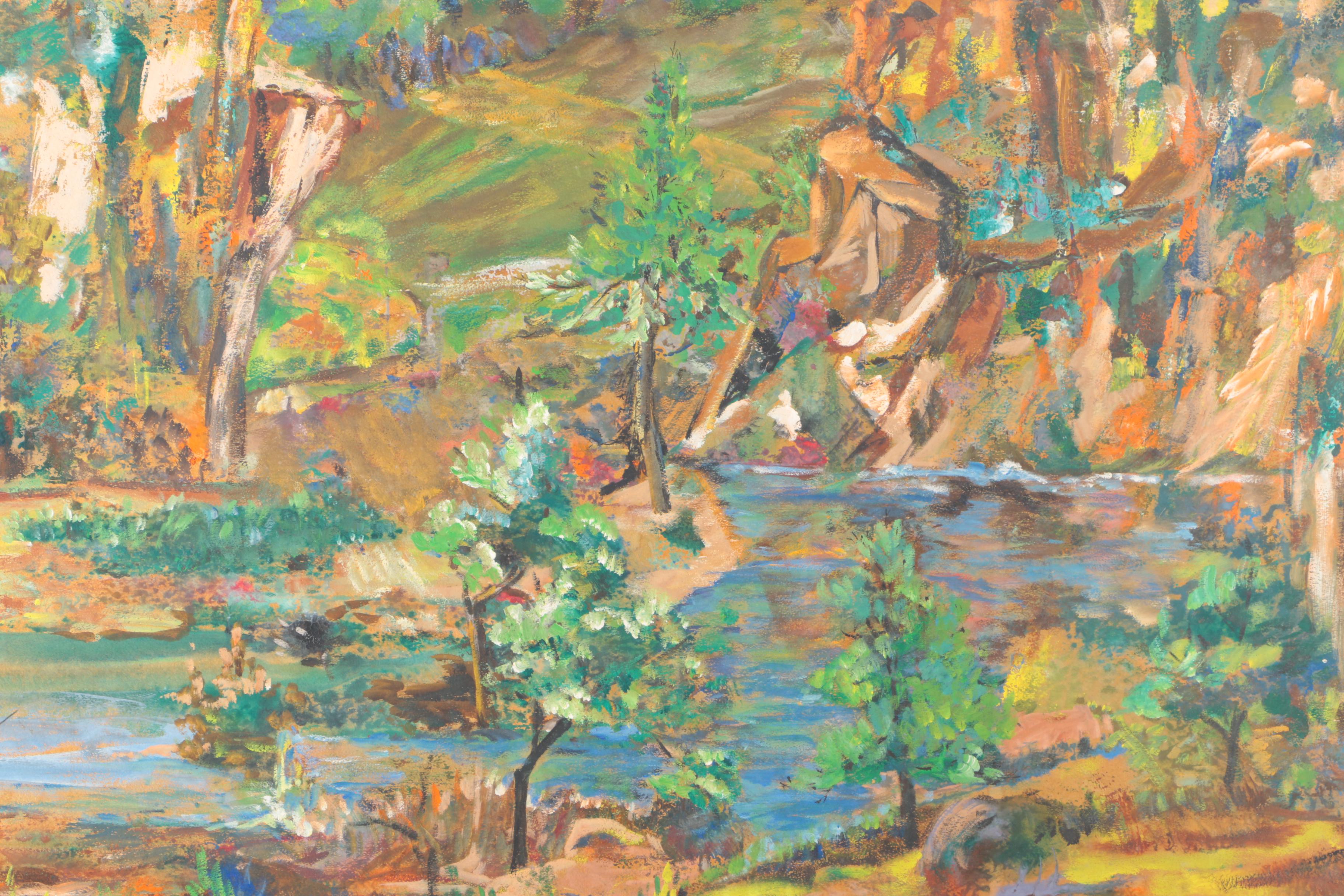 Le Wi Hoagland Casein Painting "A Spot I Found"