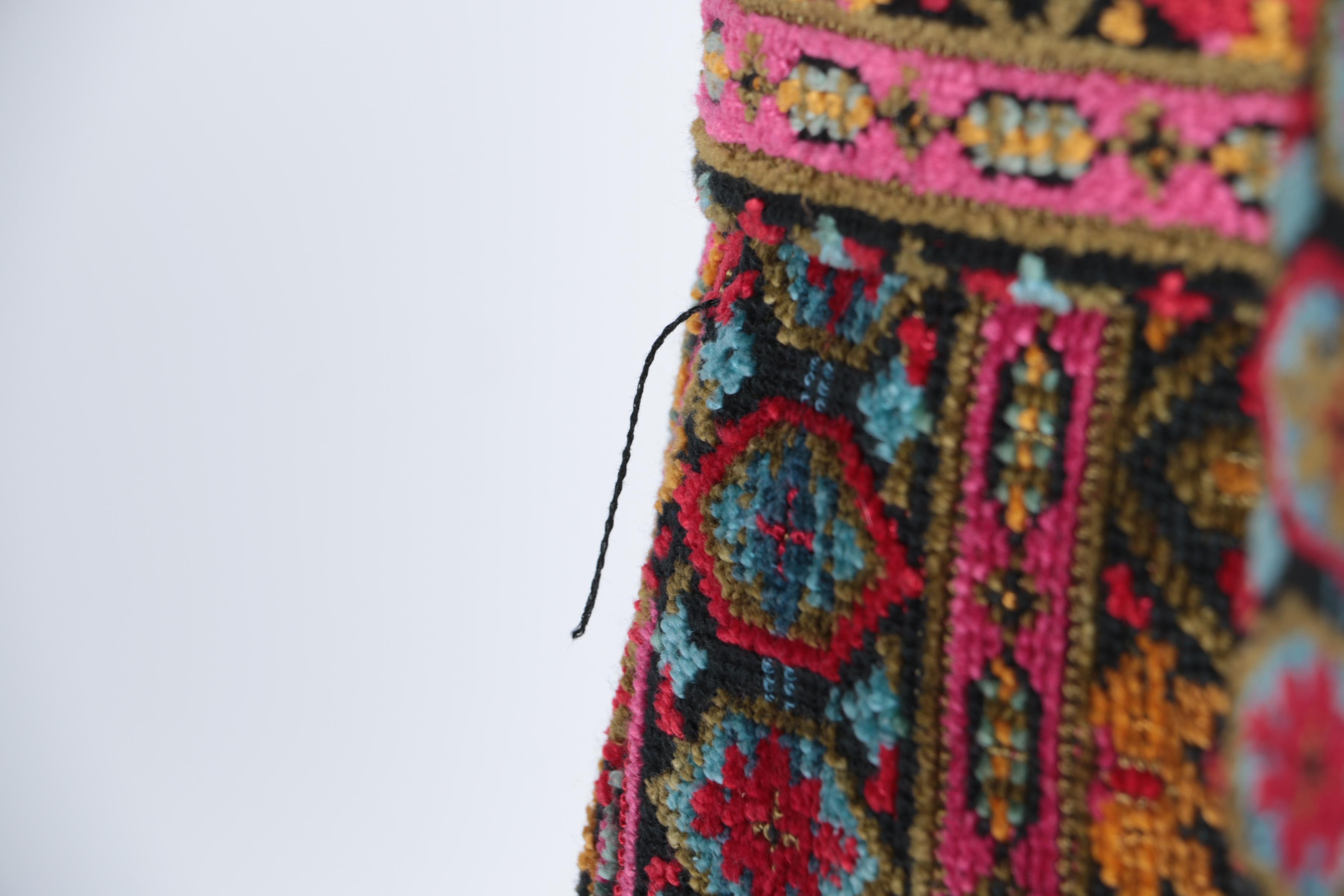 Full Length Carpet Coat With Faux Fur Trim