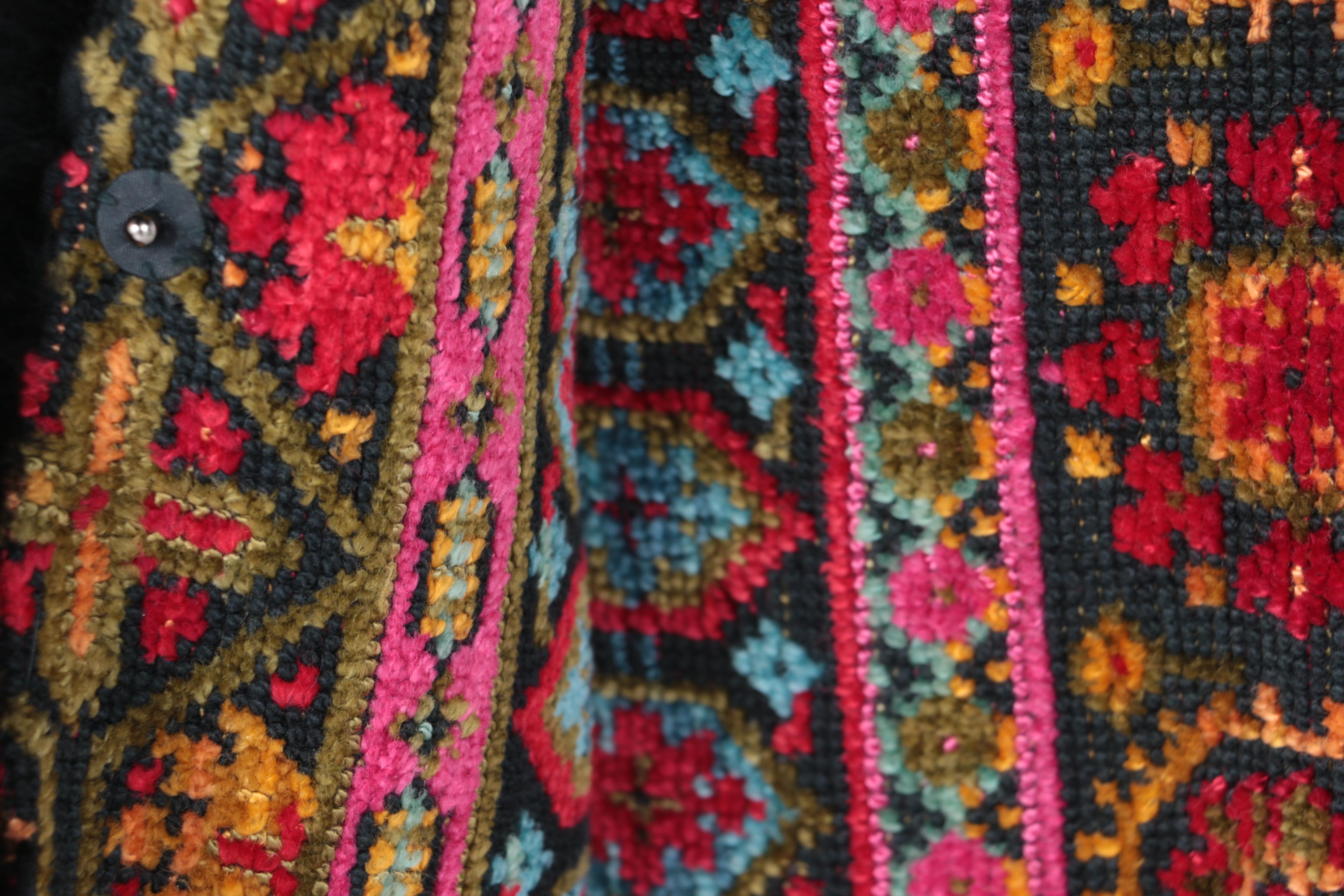 Full Length Carpet Coat With Faux Fur Trim