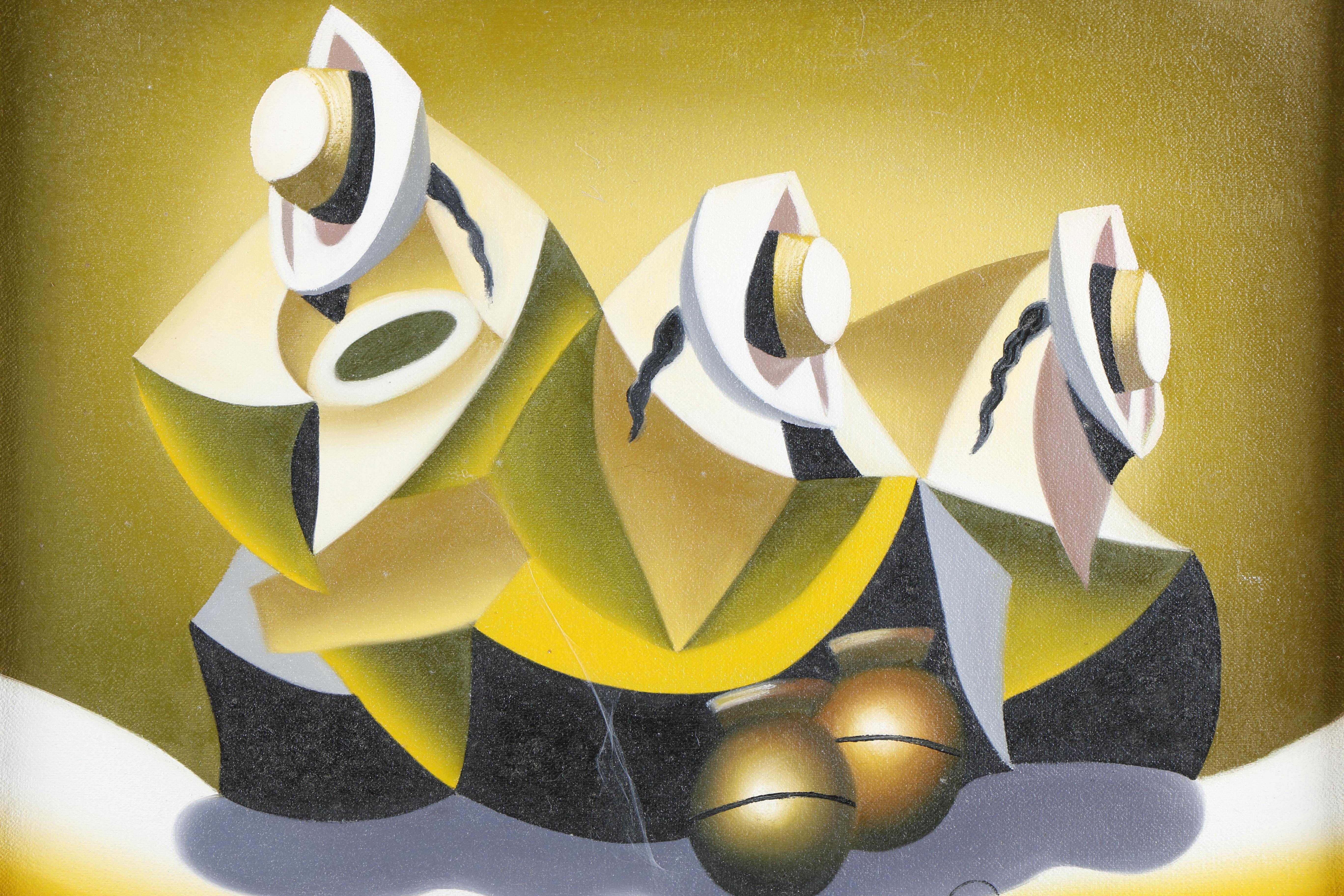 Portocarrero Oil Painting of Three Abstract Figures