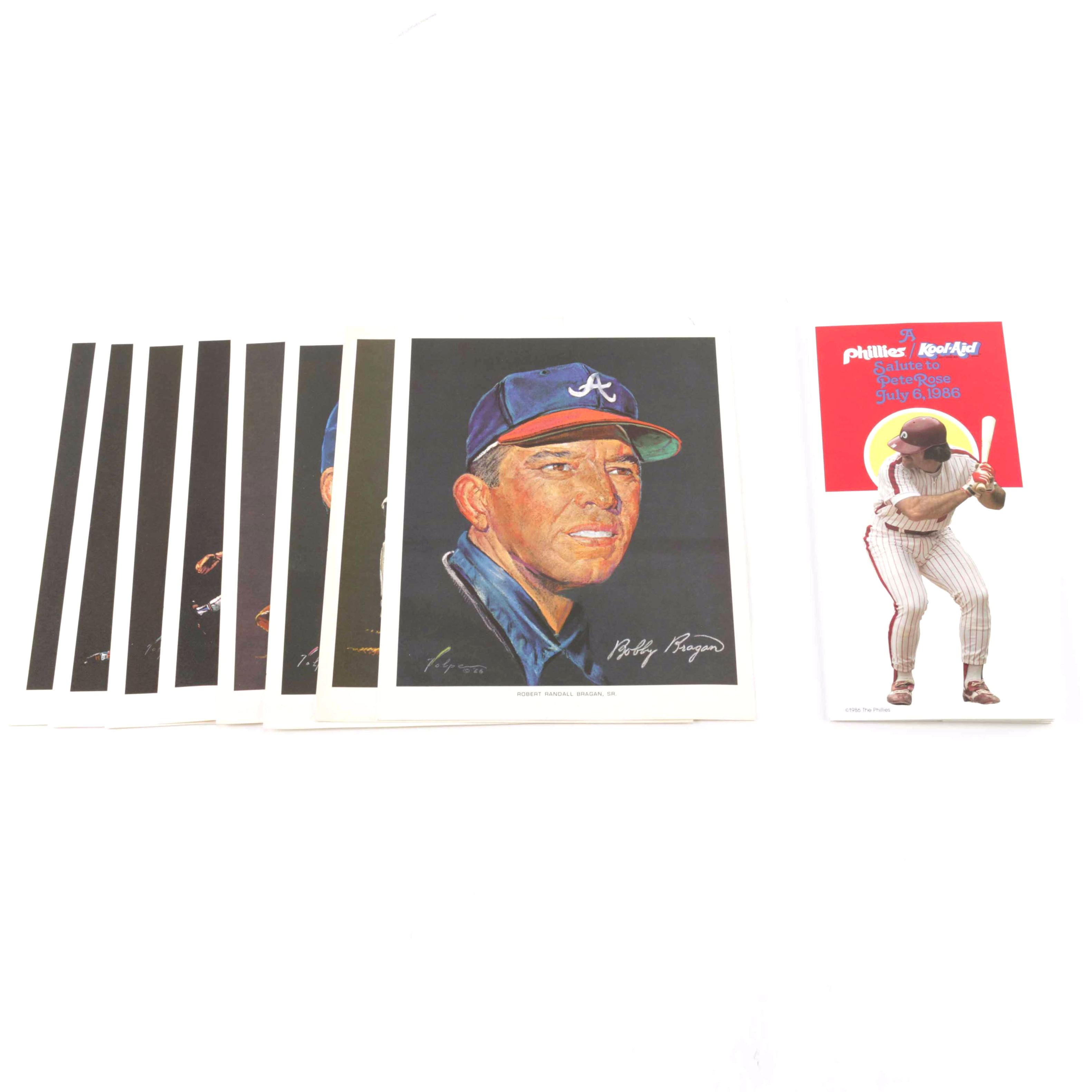 Pete Rose Pamphlet and Offset Lithographs of Atlanta Braves Players