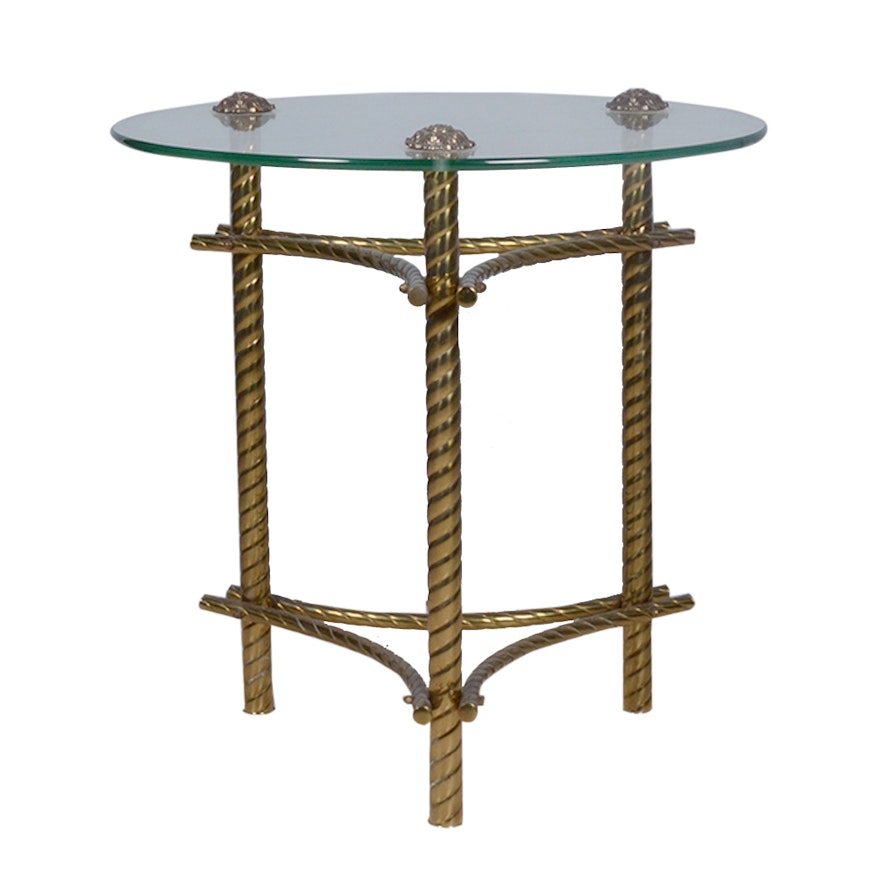Vintage Glass & Brass side table
