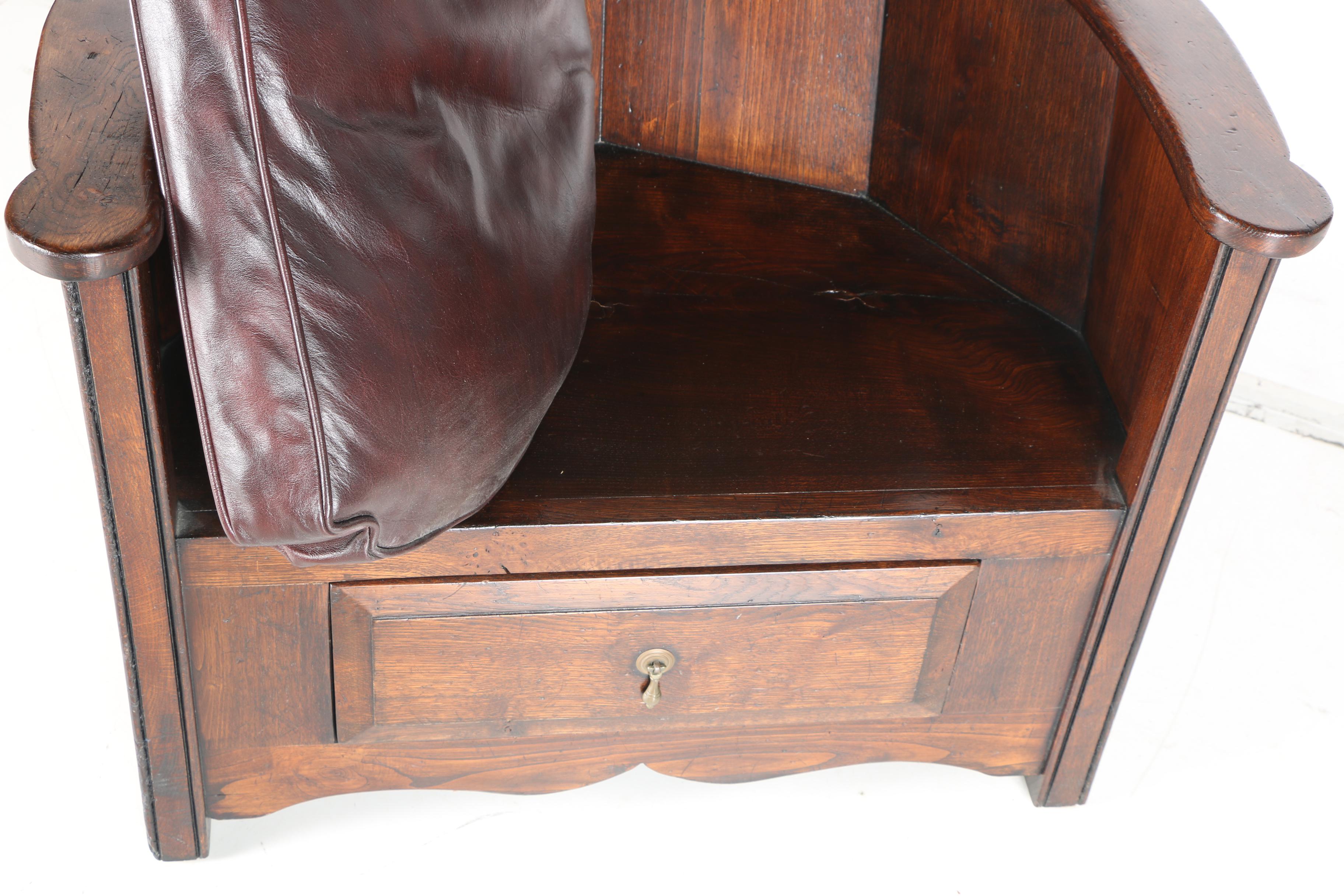 Vintage Walnut Corner Armchair with Storage