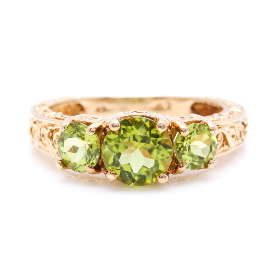 10K Yellow Gold Peridot Ring