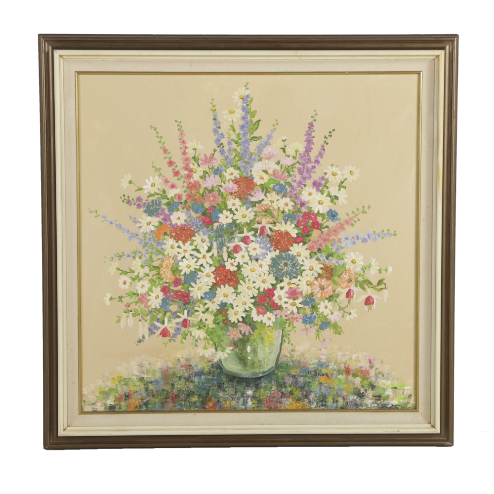 D. Saar Oil Painting on Canvas Floral Still Life