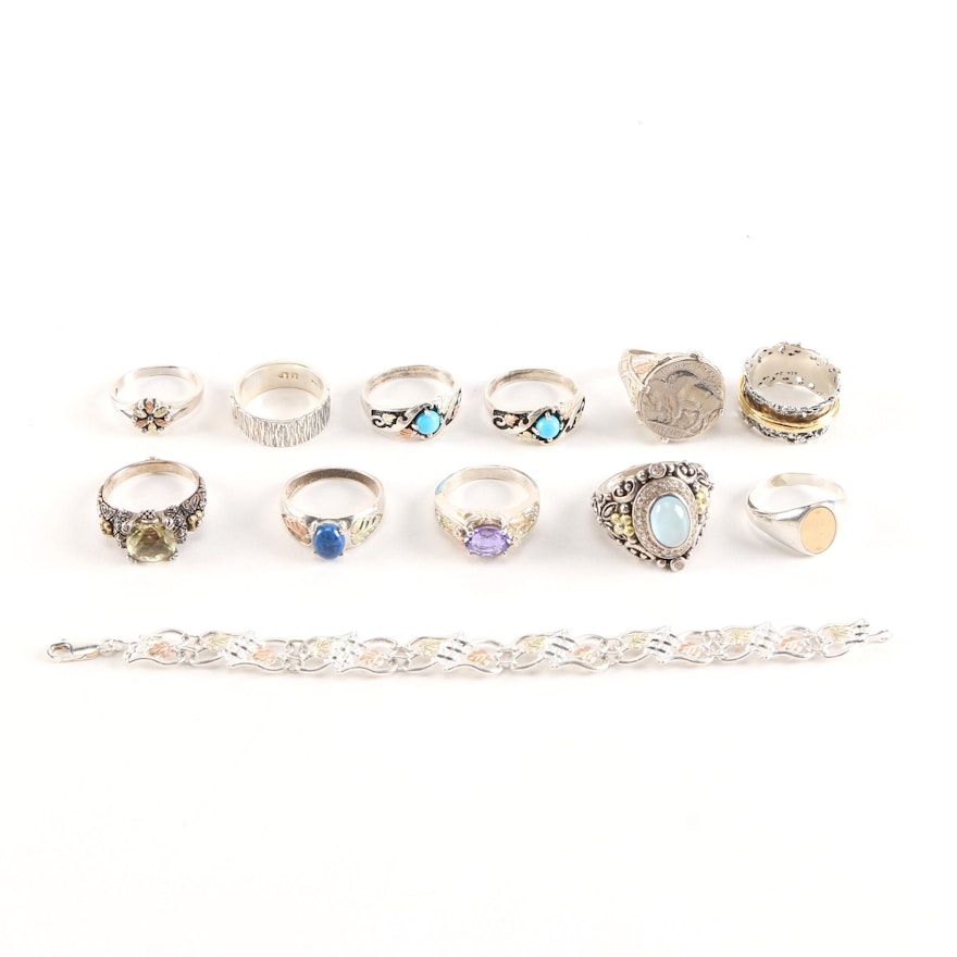 Sterling Silver Rings and Bracelet Featuring Paz and Bixby