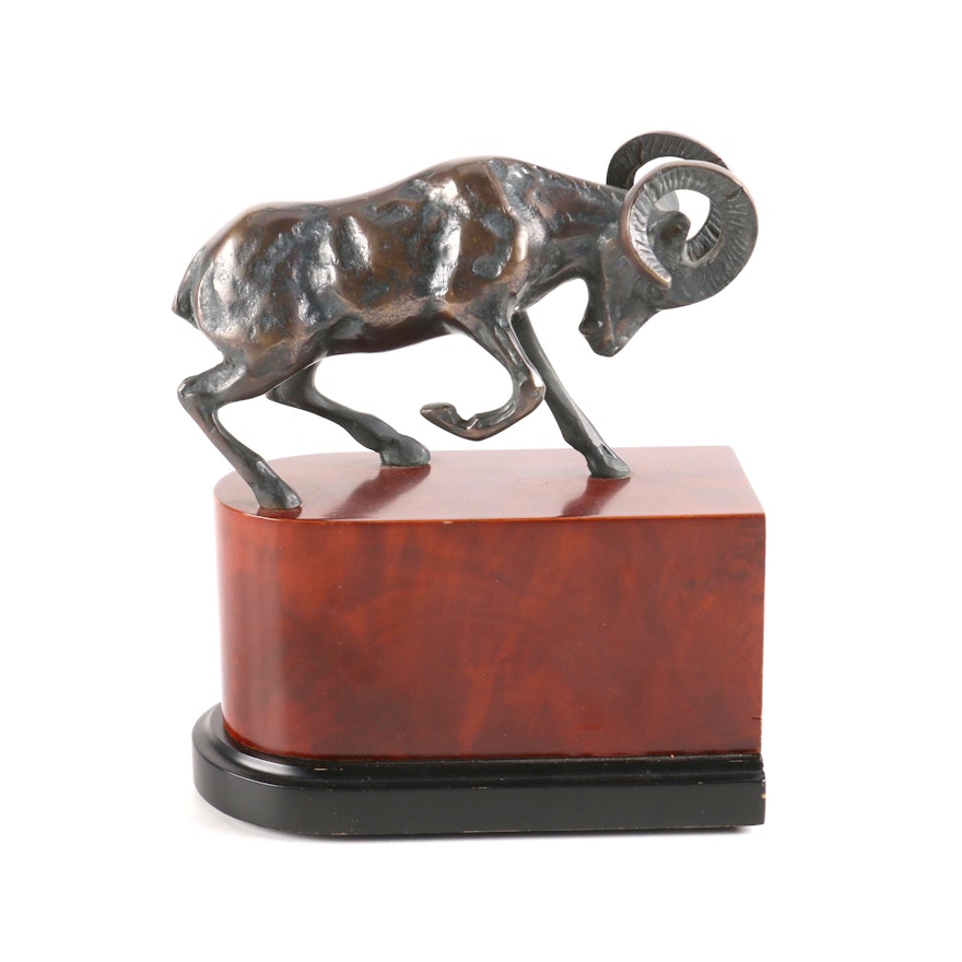 Brass Tone Ram Figurine