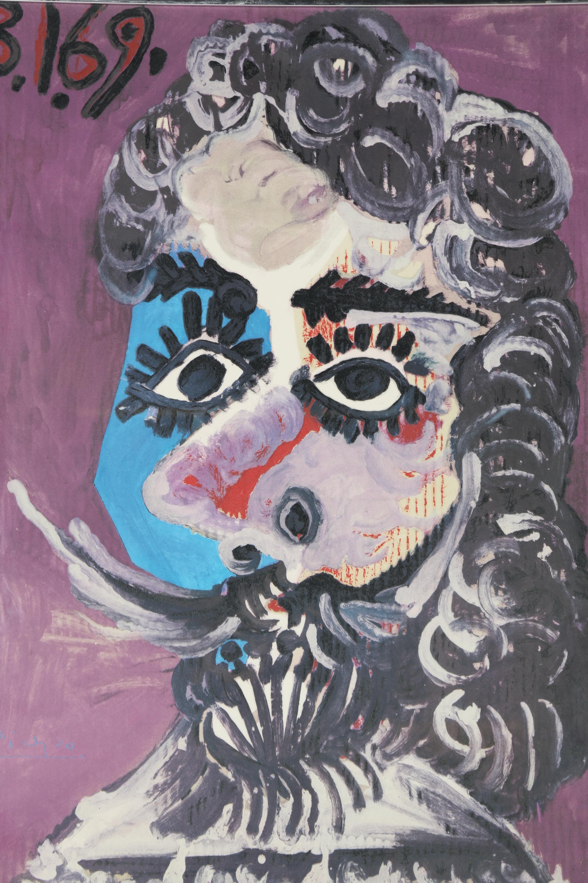 Limited Edition 1970 Lithograph Poster After Picasso's "Malborough: Galleria d'Arte Roma"