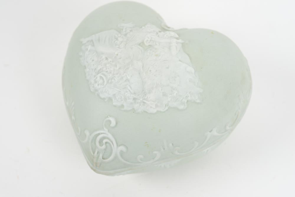 Pate-Sur-Pate Porcelain Heart Trinket Box
