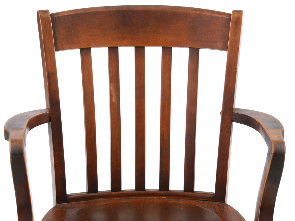 Oak Banker's Style Desk Chair on Rolling Base