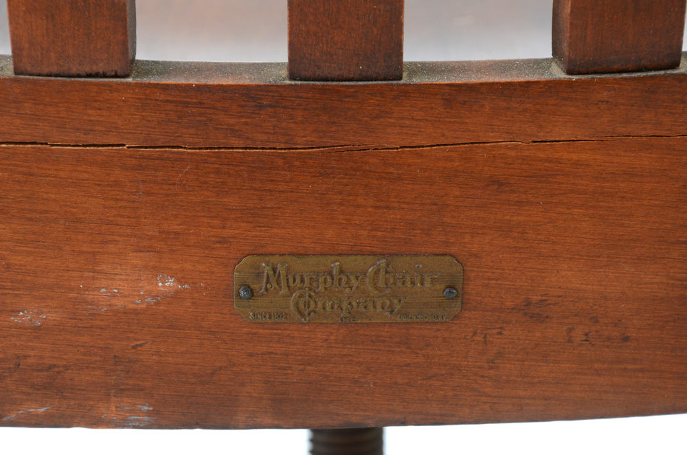 Oak Banker's Style Desk Chair on Rolling Base