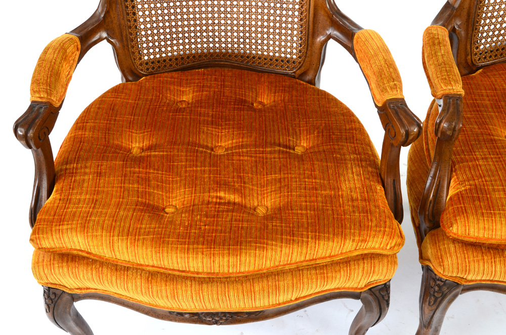 Louis XV Style Cane Back Fauteuil Chairs